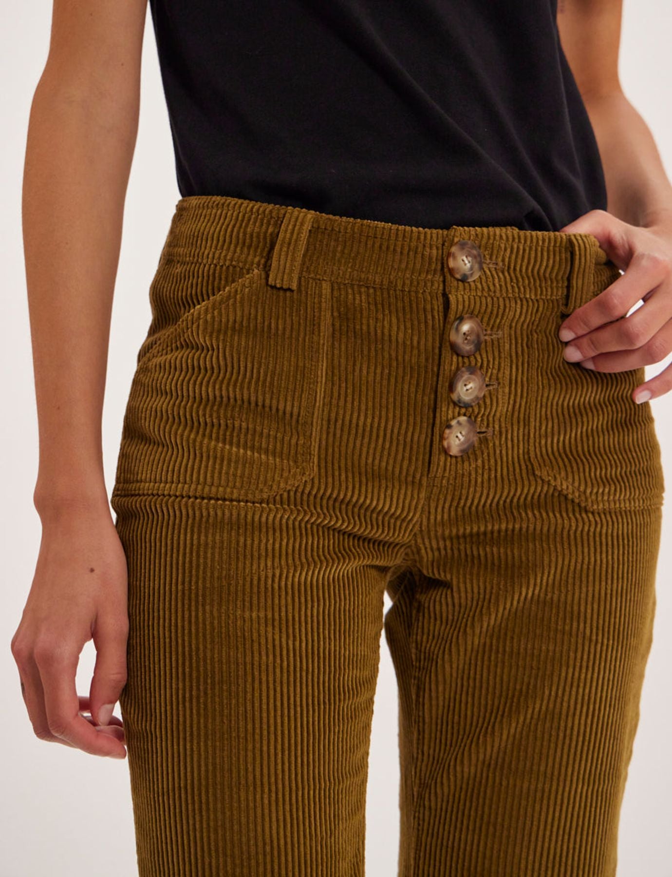 Pantaloni in velluto color miele Charlotte