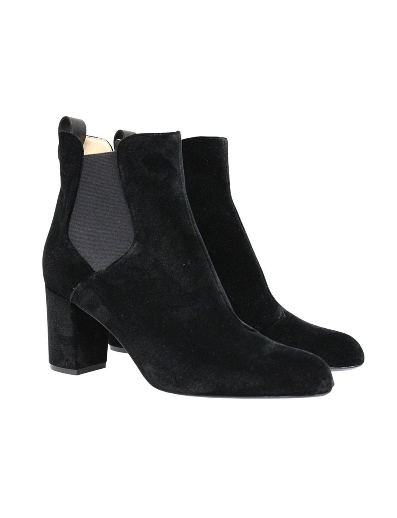 Stivali Chelsea con tacón, terciopelo negro