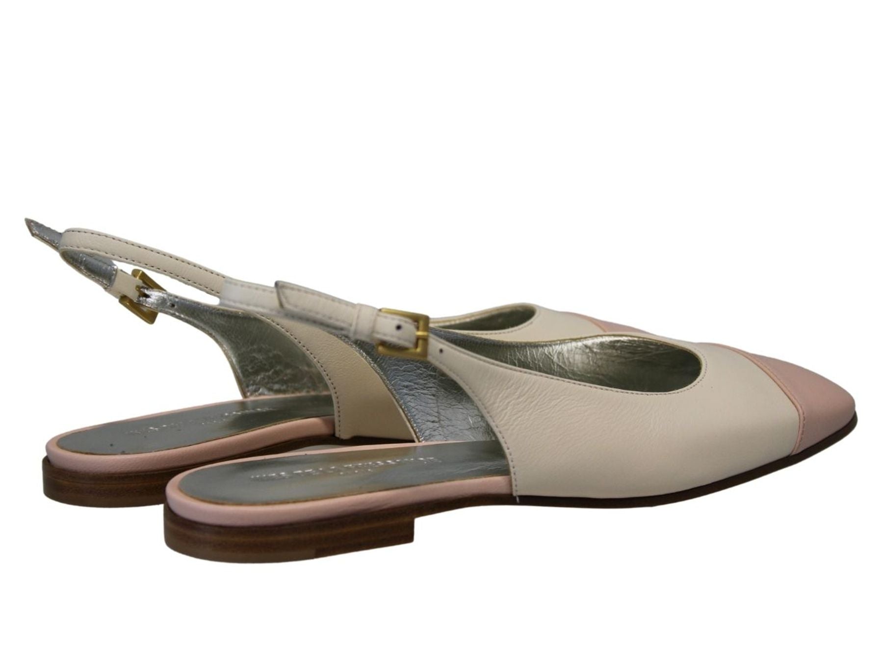 Celia, ballerina slingback color crema e nudo
