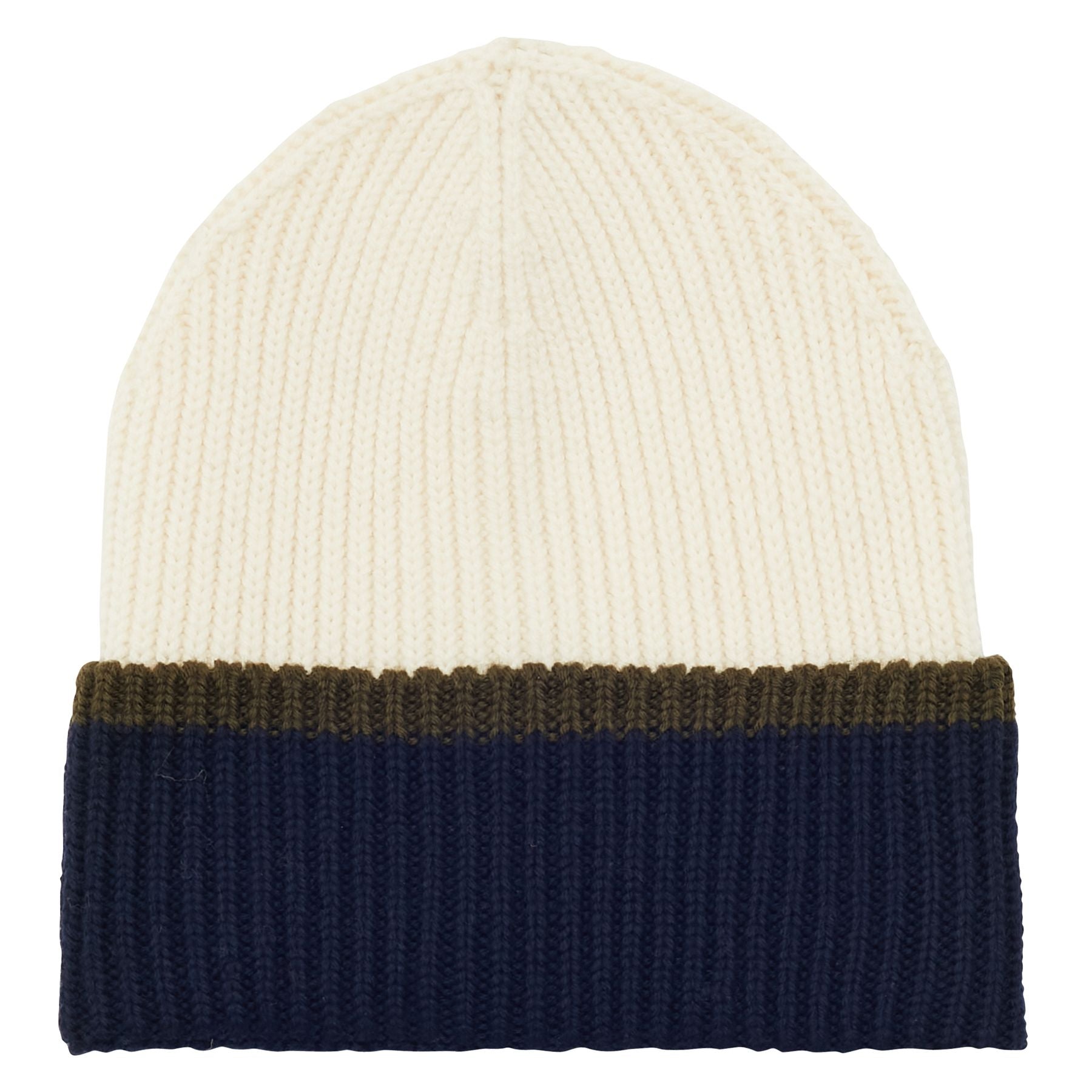 Cappello Pedro in maglia rovesciata ecru navy, maglia kaki