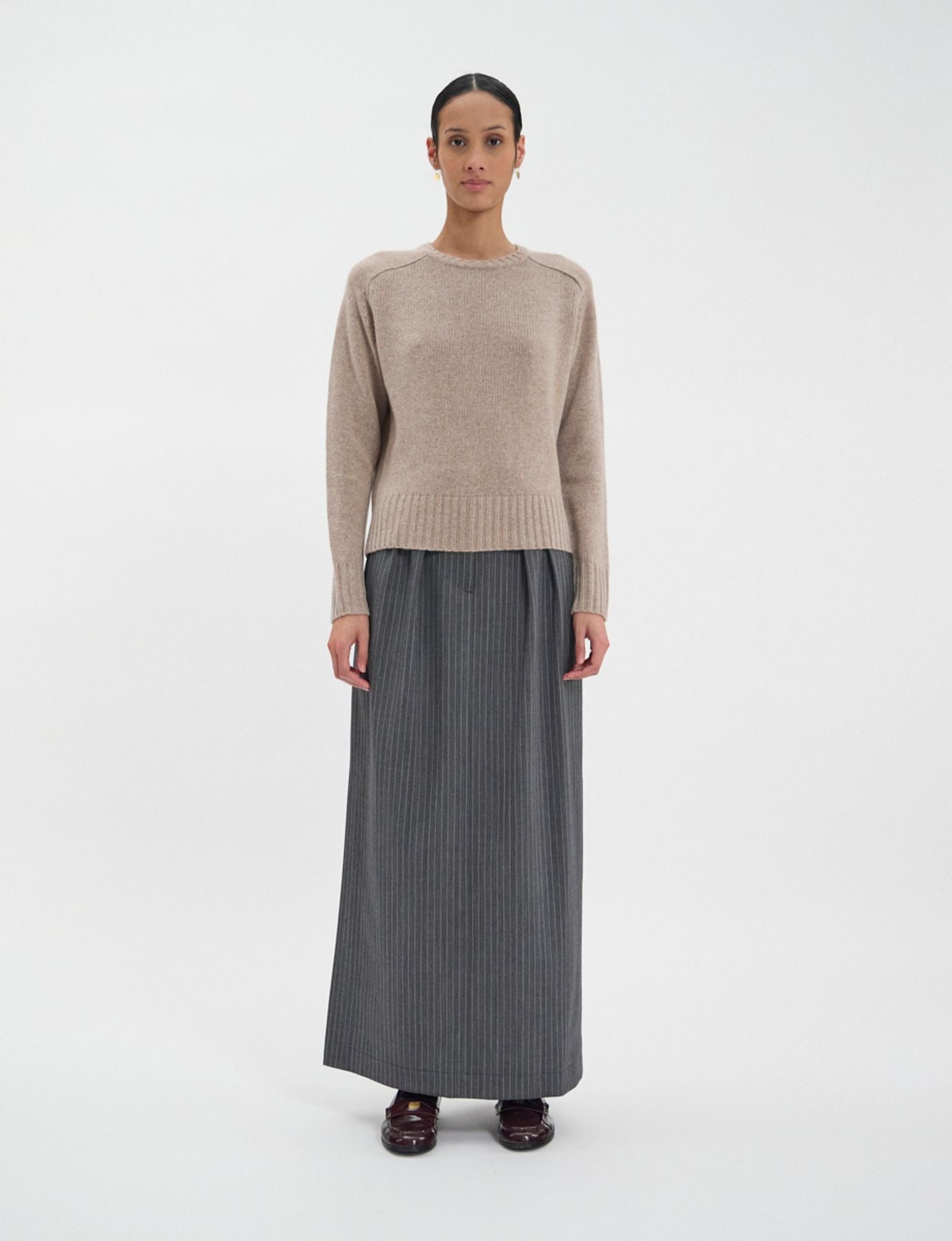 Maglia Arthur in lana e cashmere beige