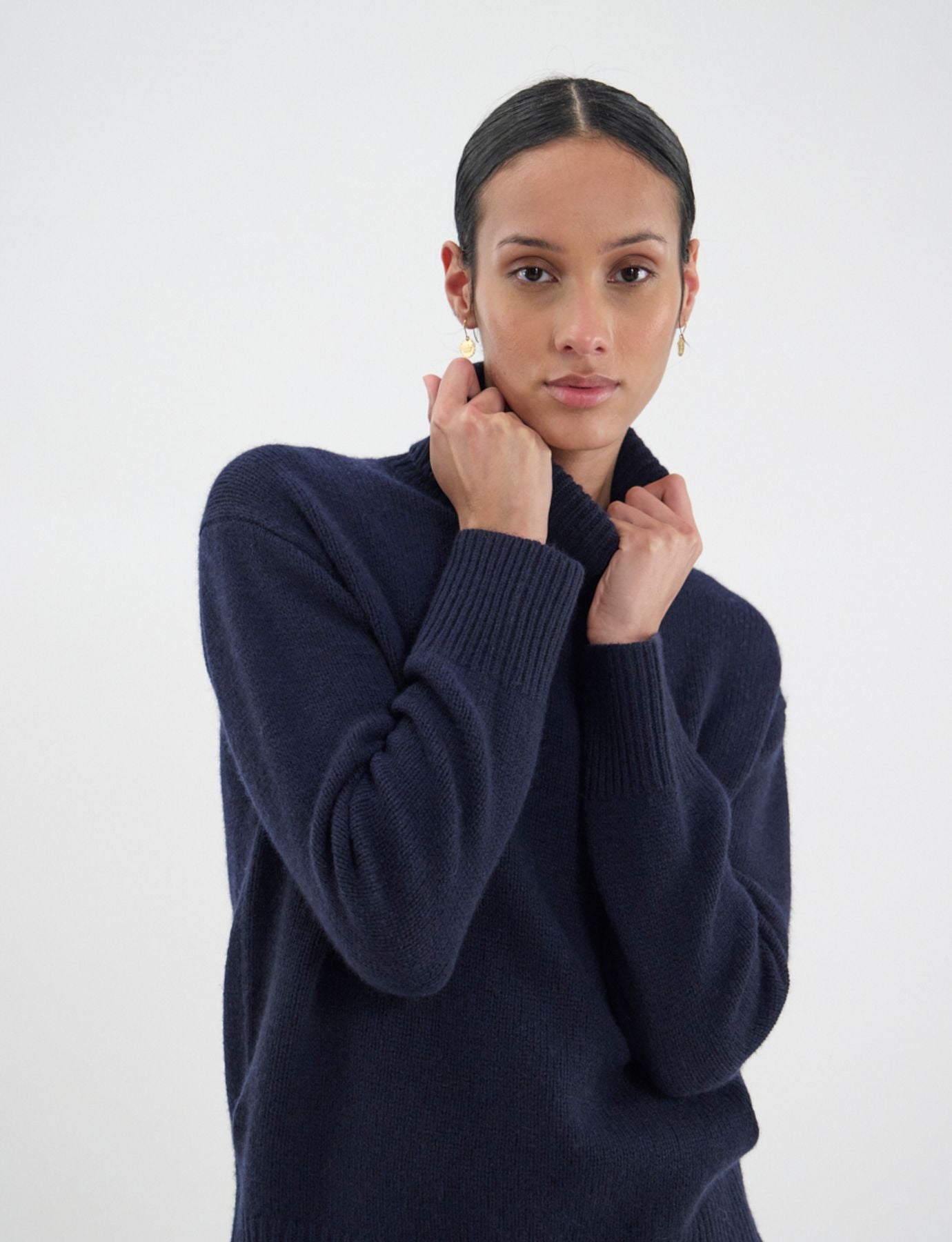 Aiden, maglione dolcevita in lana e cashmere Blu navy