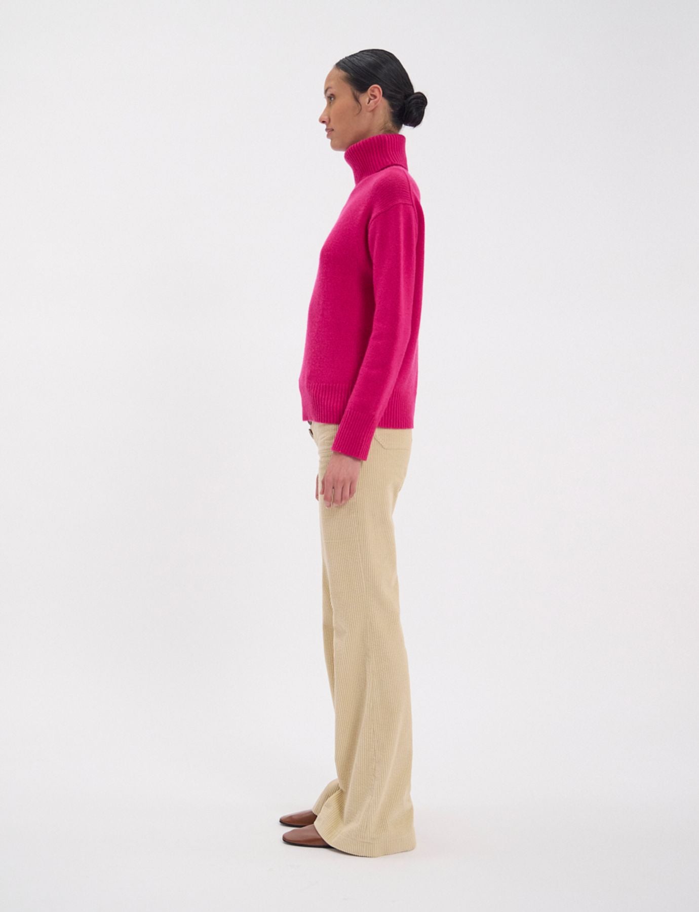 Maglia dolcevita Aiden in lana e cashmere fucsia