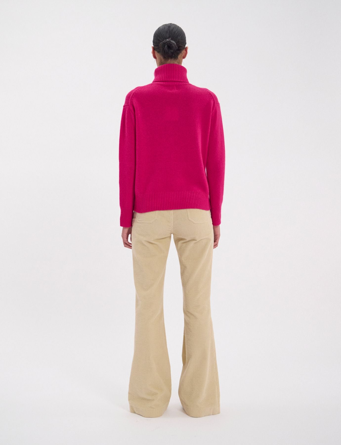 Maglia dolcevita Aiden in lana e cashmere fucsia