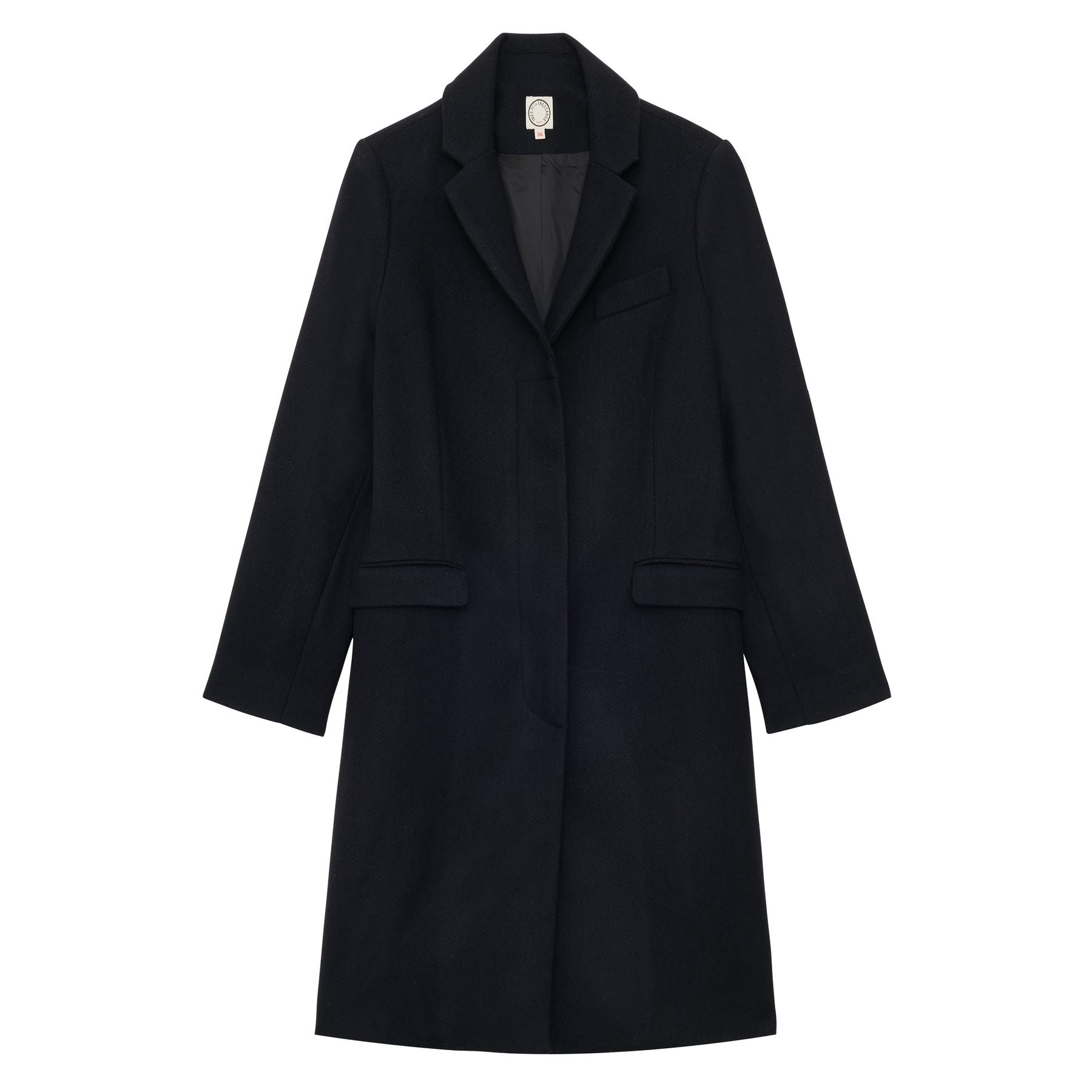 Cappotto Franck in lana a spina di pesce nero e marina