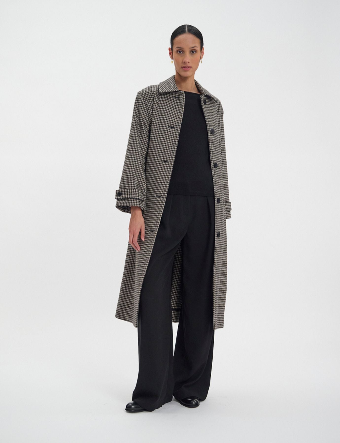 Cappotto Esmé in pied-de-poule di lana
