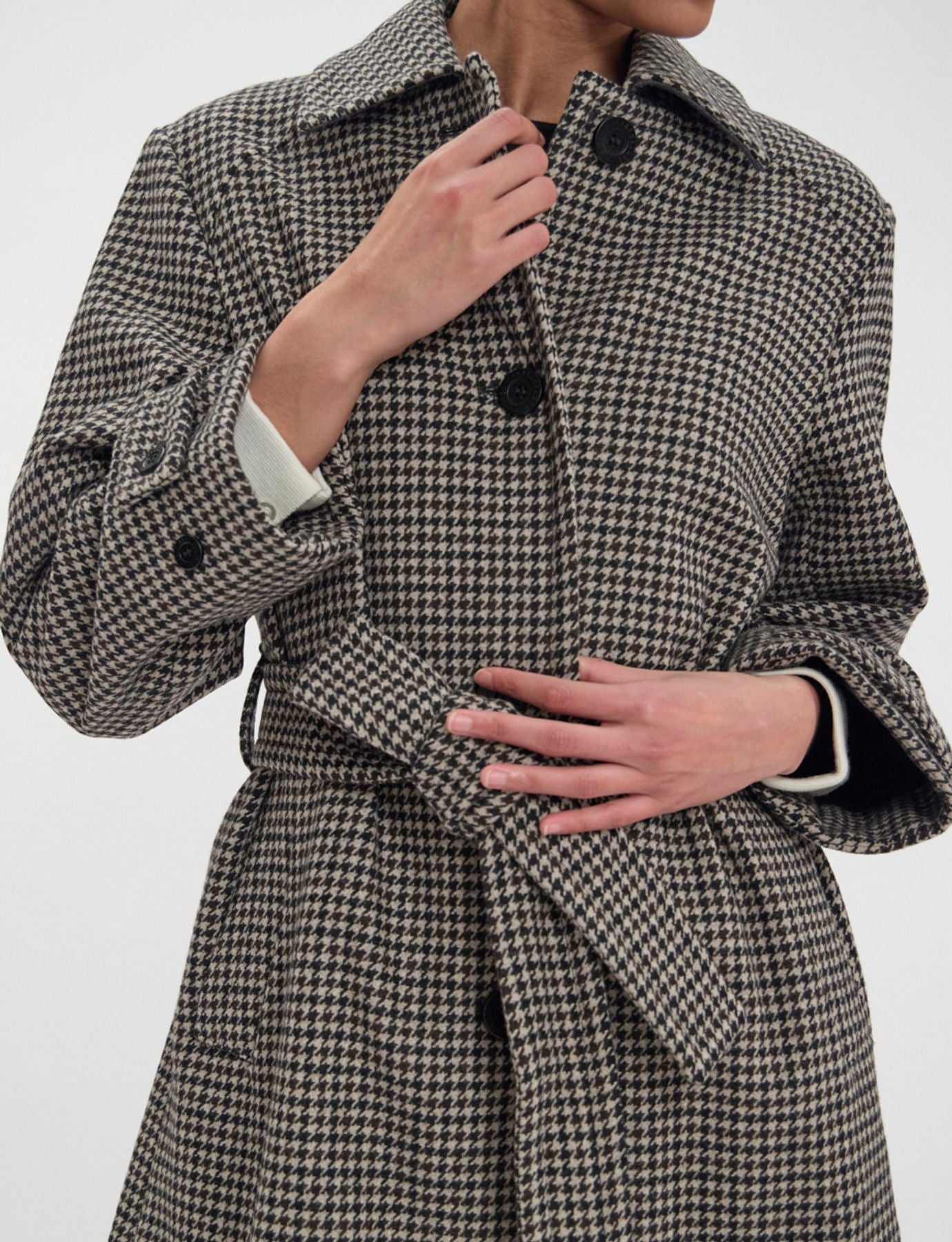 Cappotto Esmé in pied-de-poule di lana