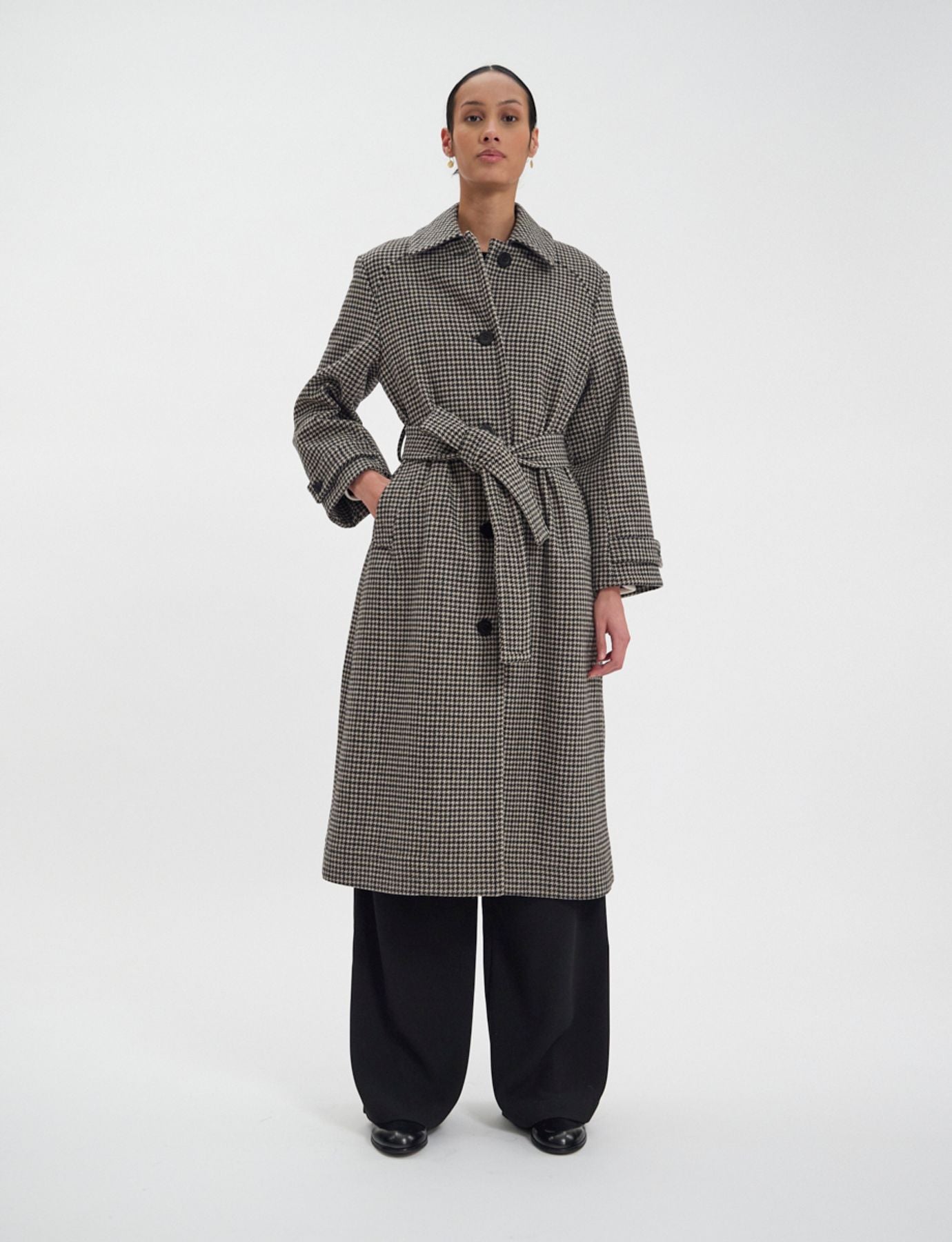 Cappotto Esmé in pied-de-poule di lana