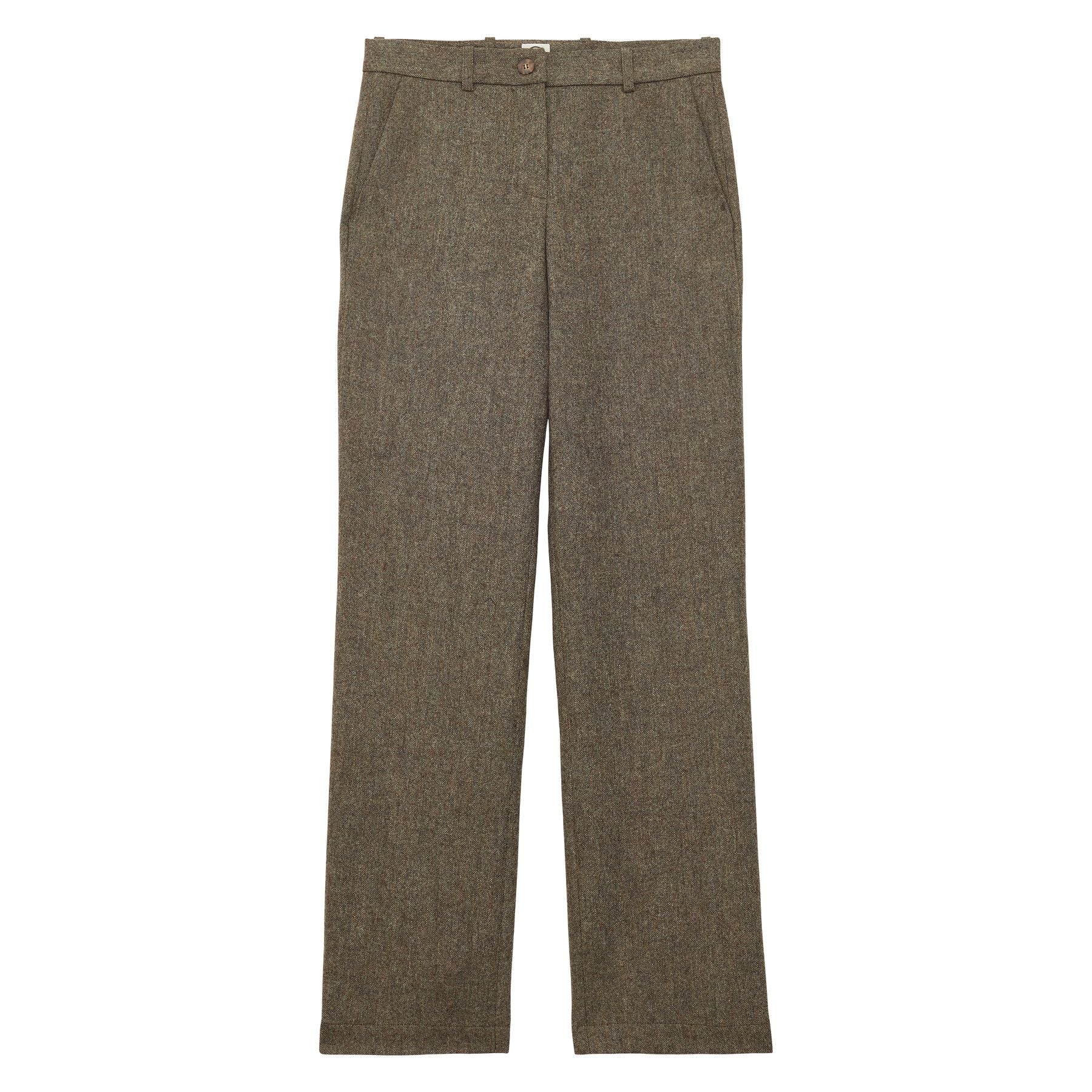 Pantaloni Francisco in misto lana verde screziato