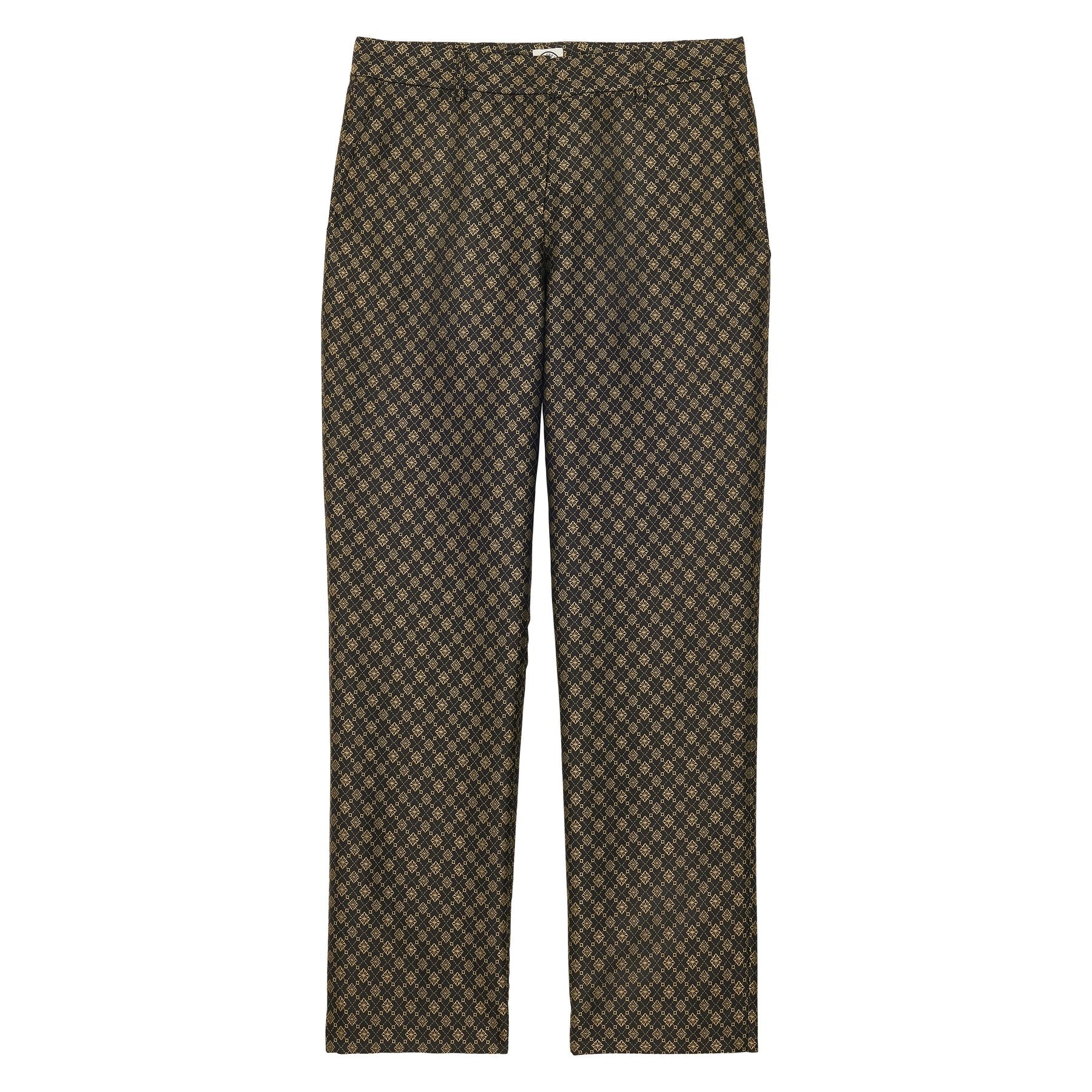 Pantaloni Audrey in tessuto jacquard nero e oro