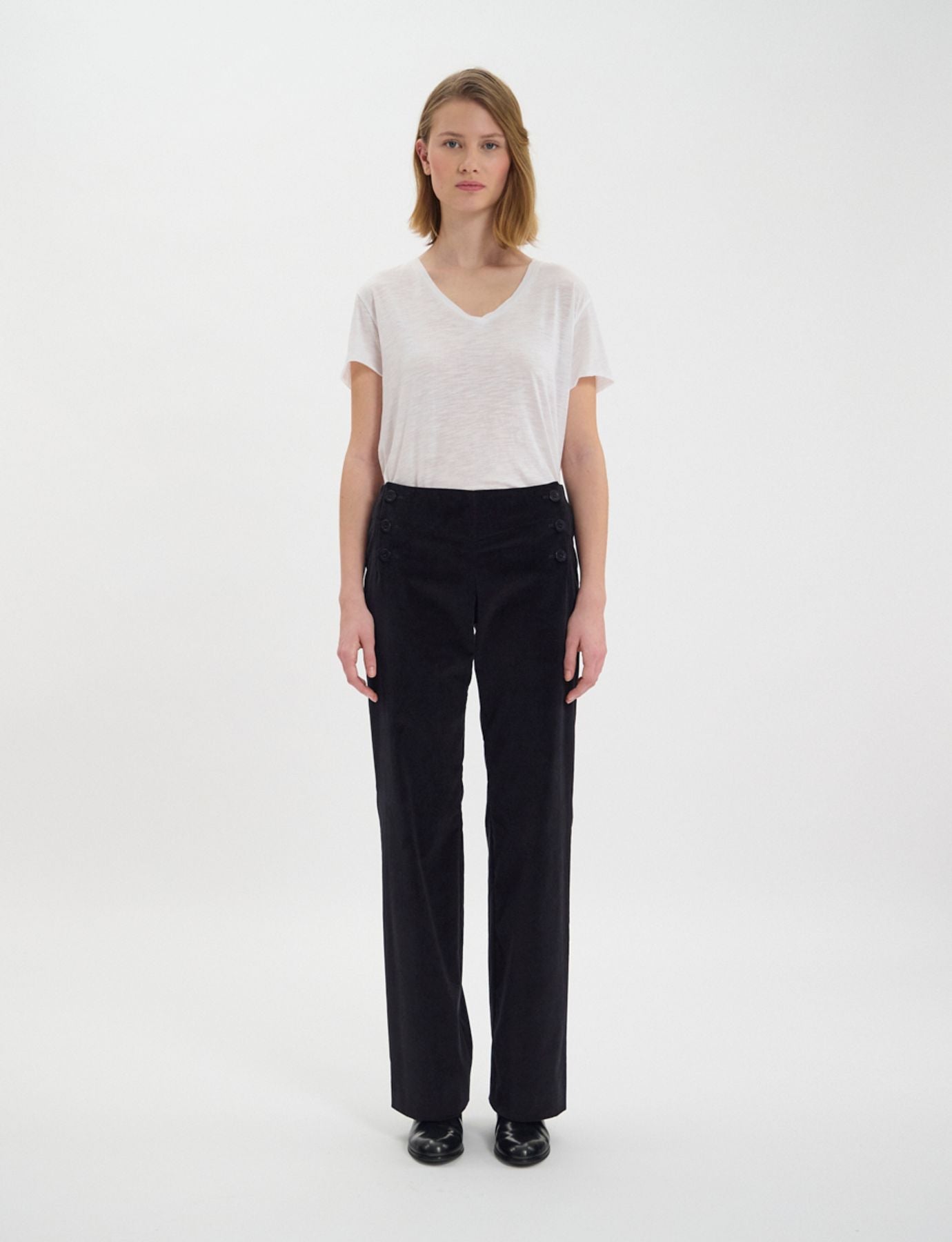 Pantaloni Gabriel in velluto nero liscio