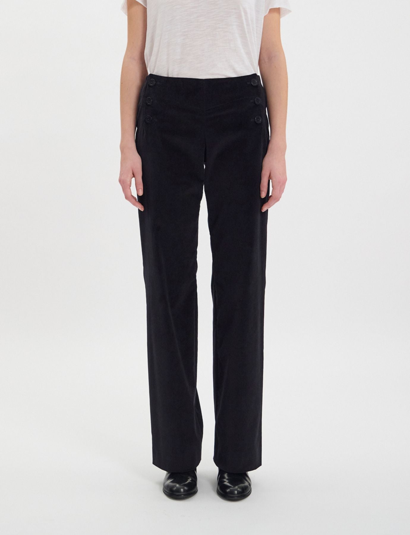 Pantaloni Gabriel in velluto nero liscio