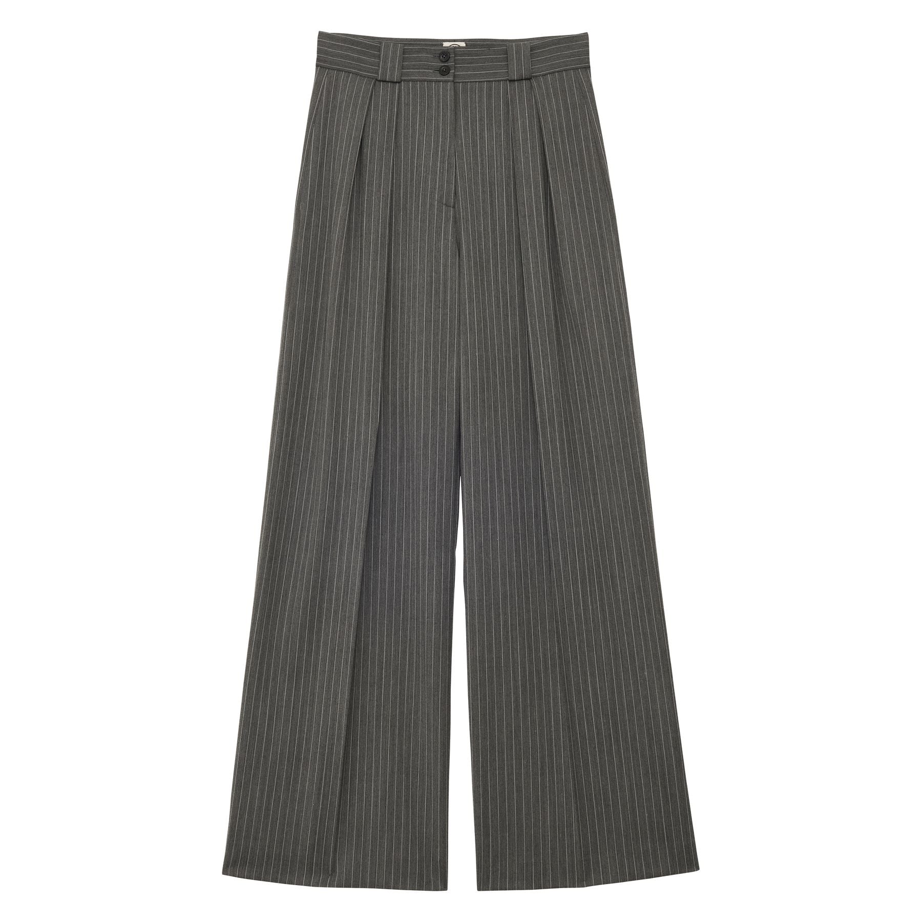 Pantaloni Marlène grigi con strisce bianche