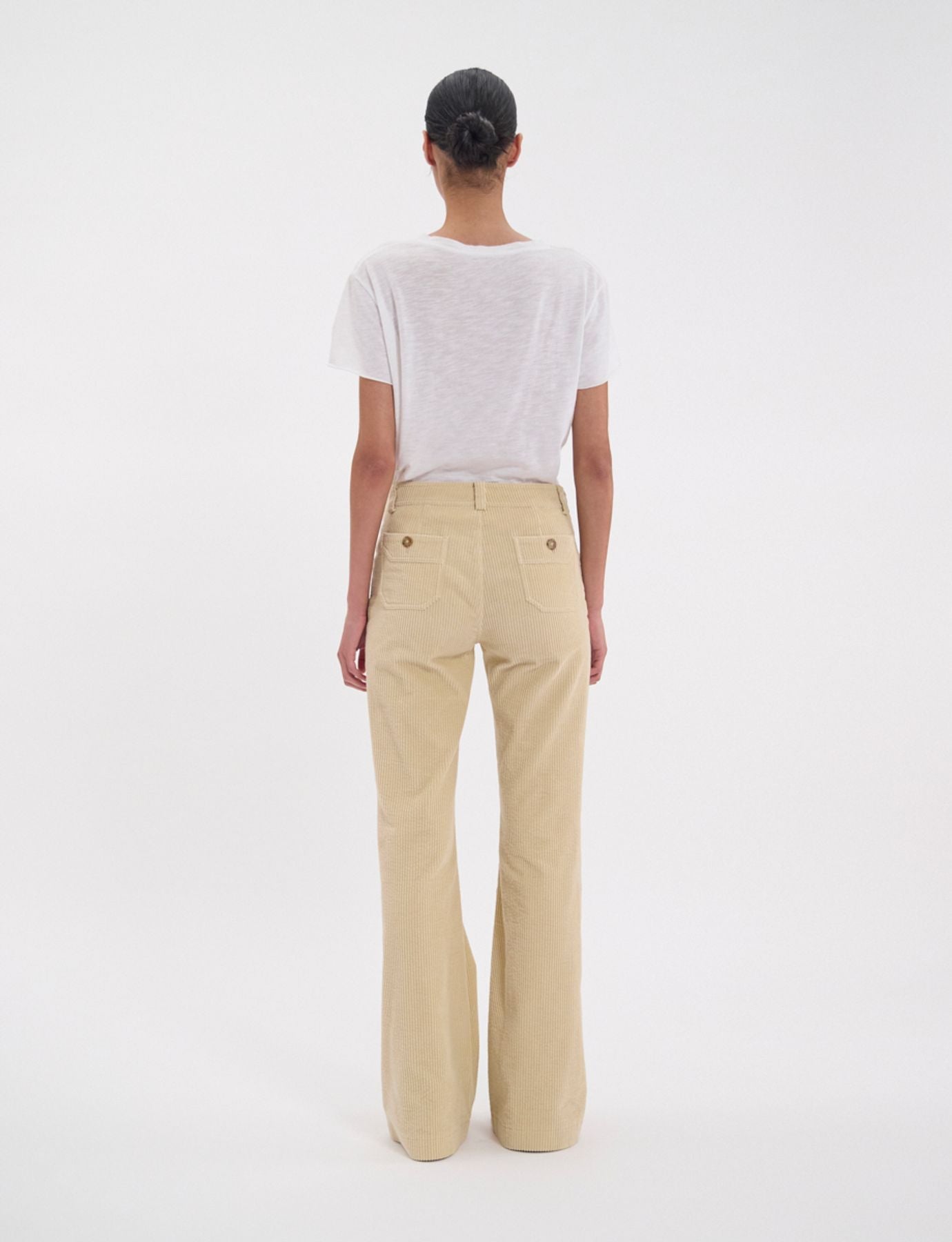 Pantaloni Charlotte in velluto a coste color crema