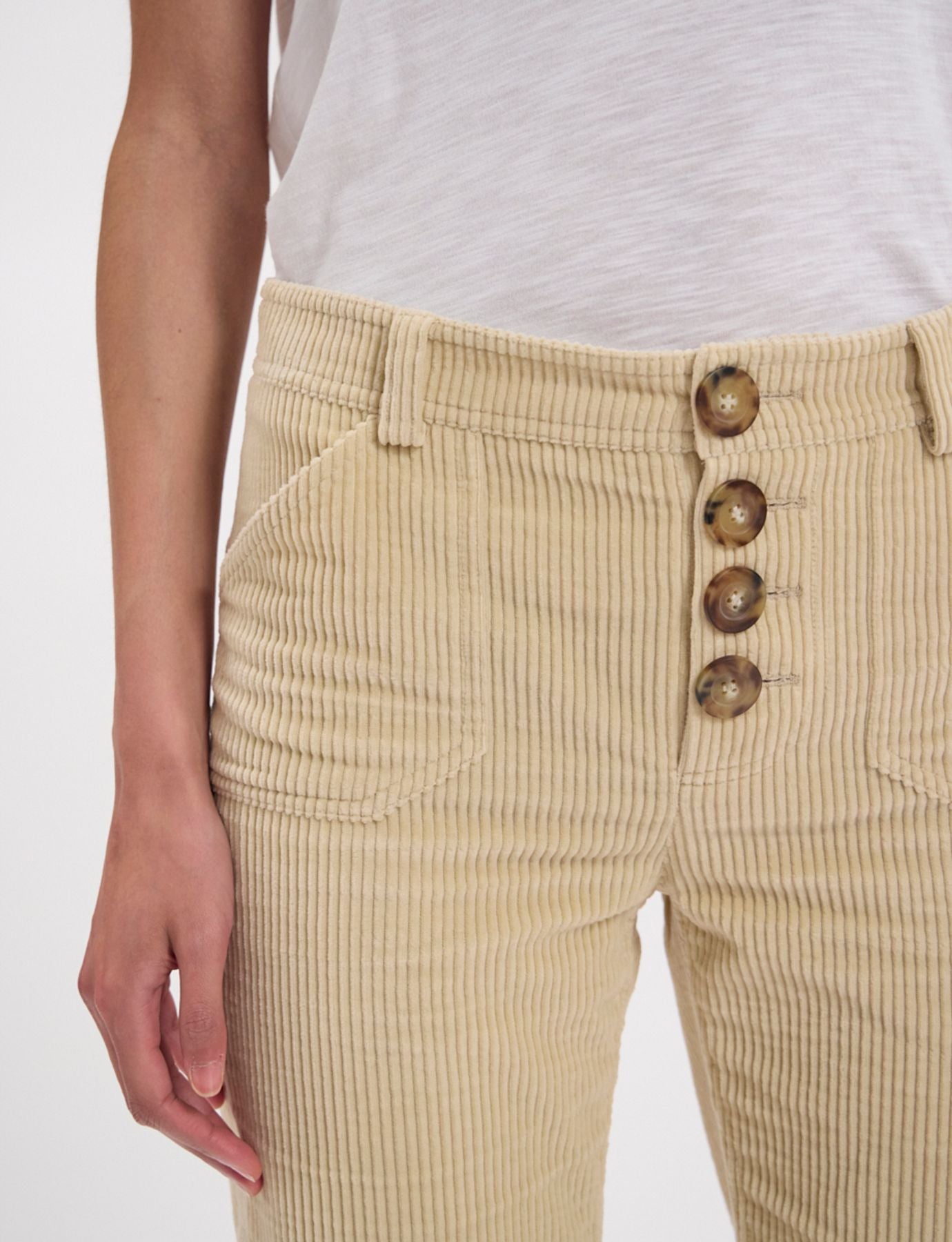 Pantaloni Charlotte in velluto a coste color crema