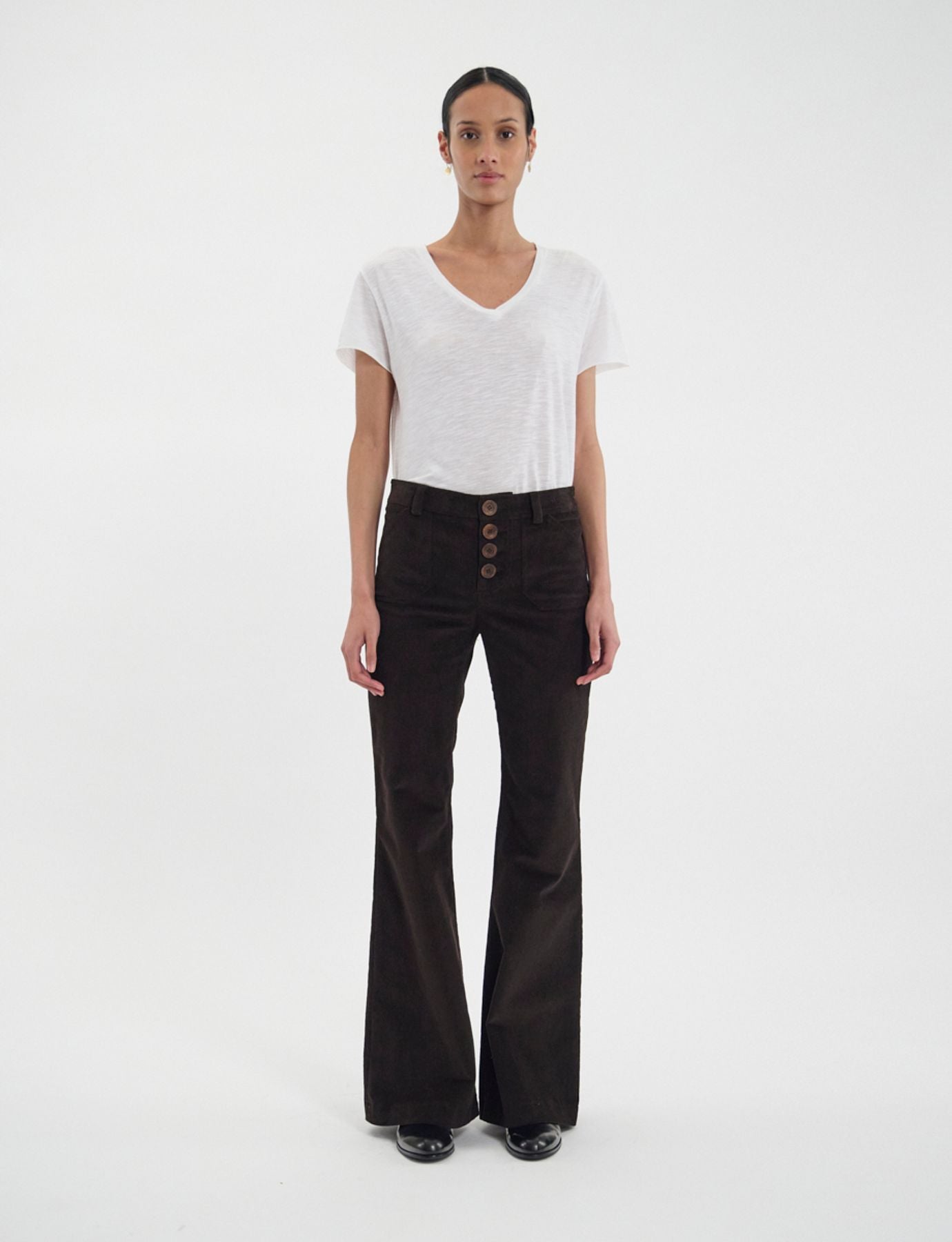 Pantaloni Charlotte in velluto millerighe marrone