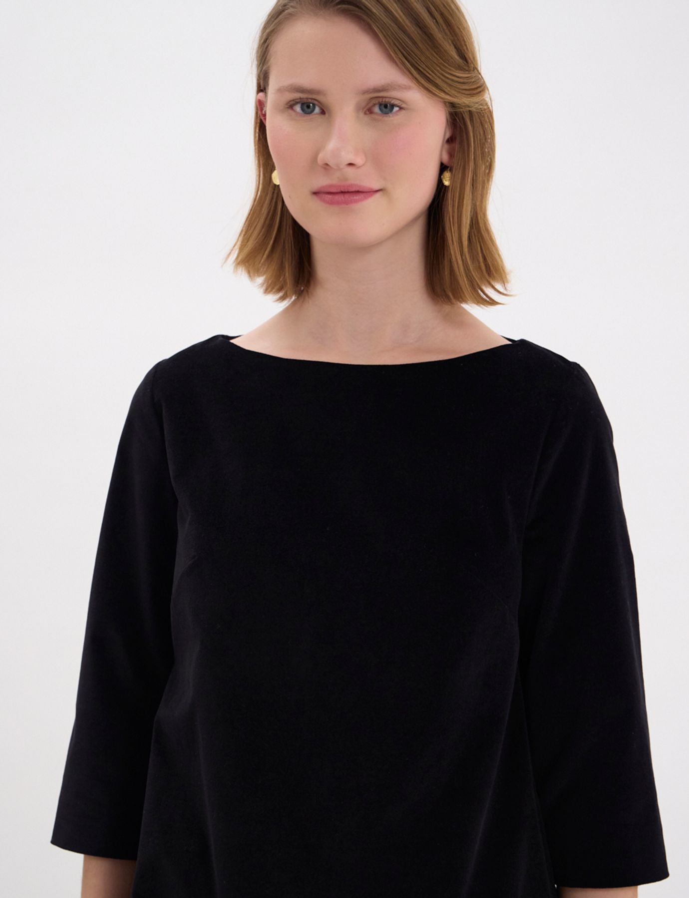 Vestido Megan di terciopelo nero liso