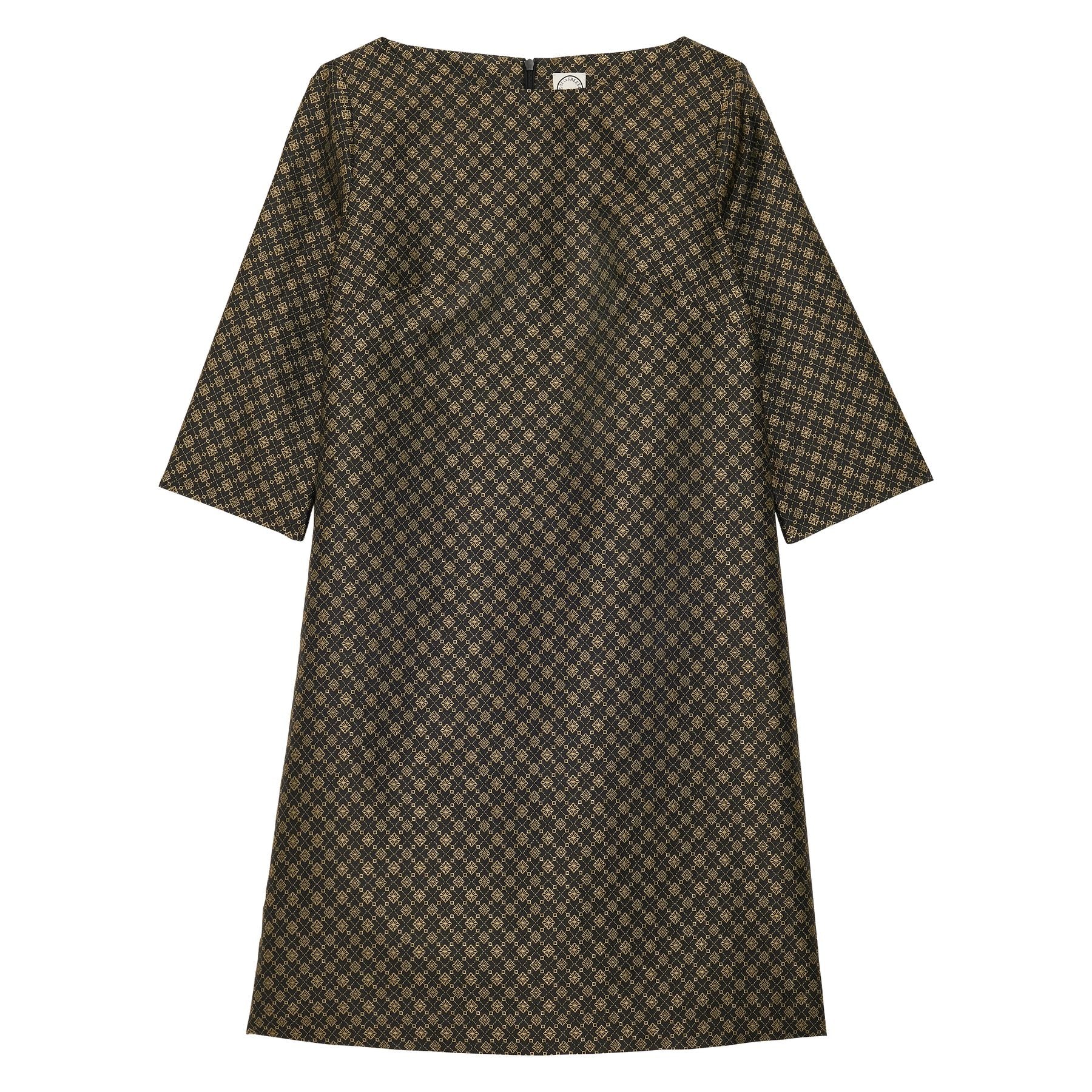 Megan abito nero e oro con trama jacquard