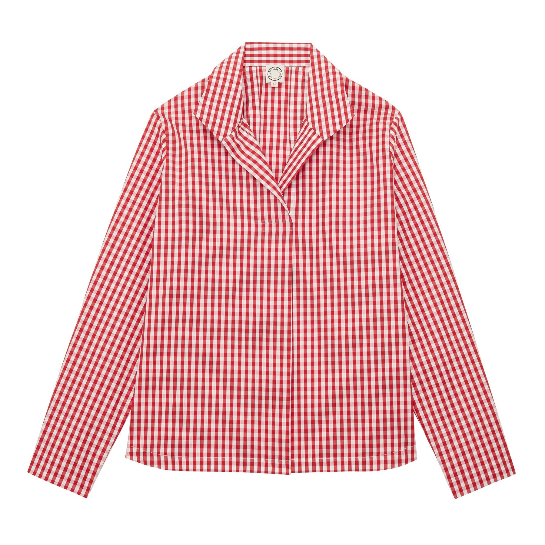 Top Noa a quadri in percalle rosso e bianco