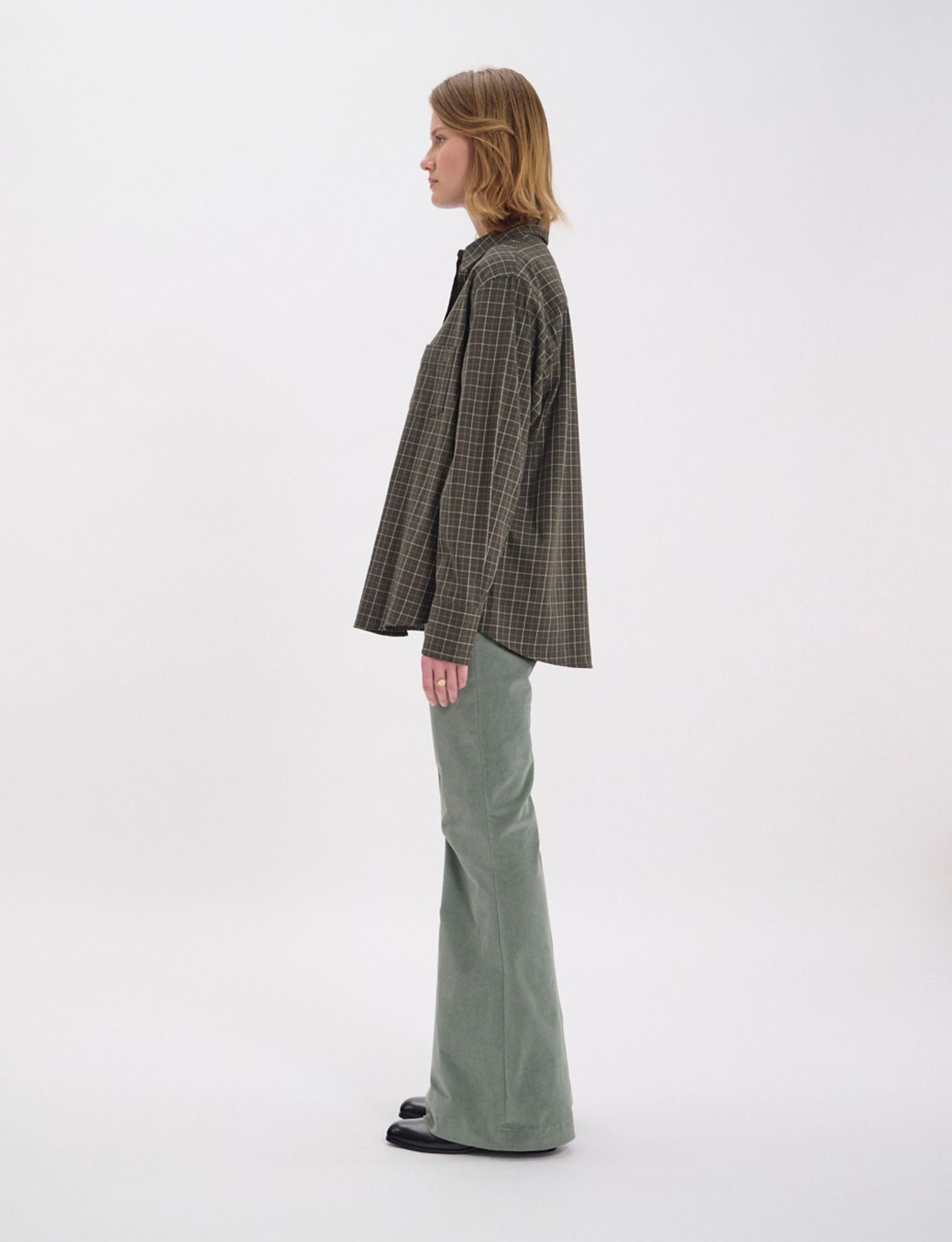 Camicia Maureen a quadri in cotone kaki