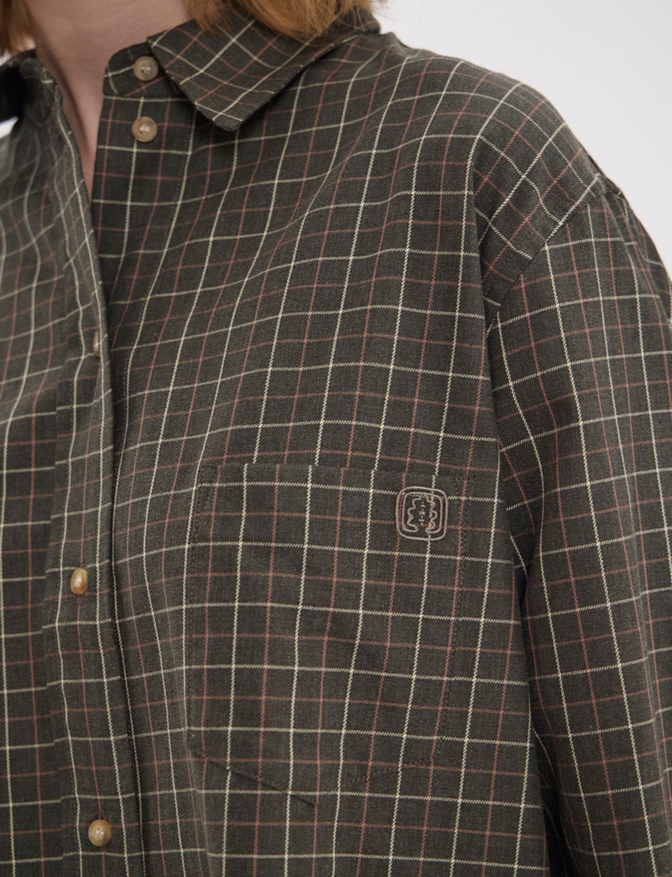 Camicia Maureen a quadri in cotone kaki