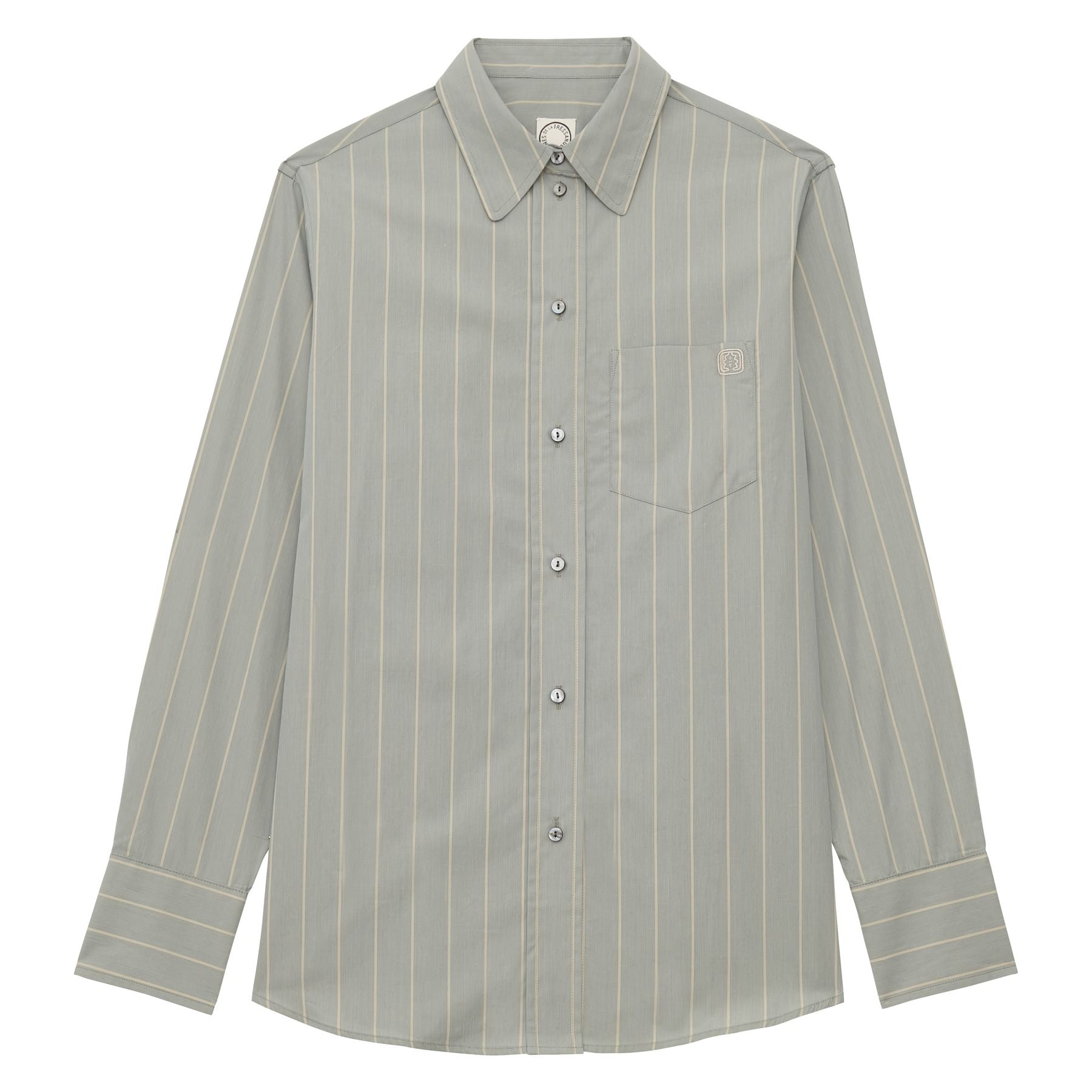 Camicia Maureen in cotone verde mandorla con righe beige