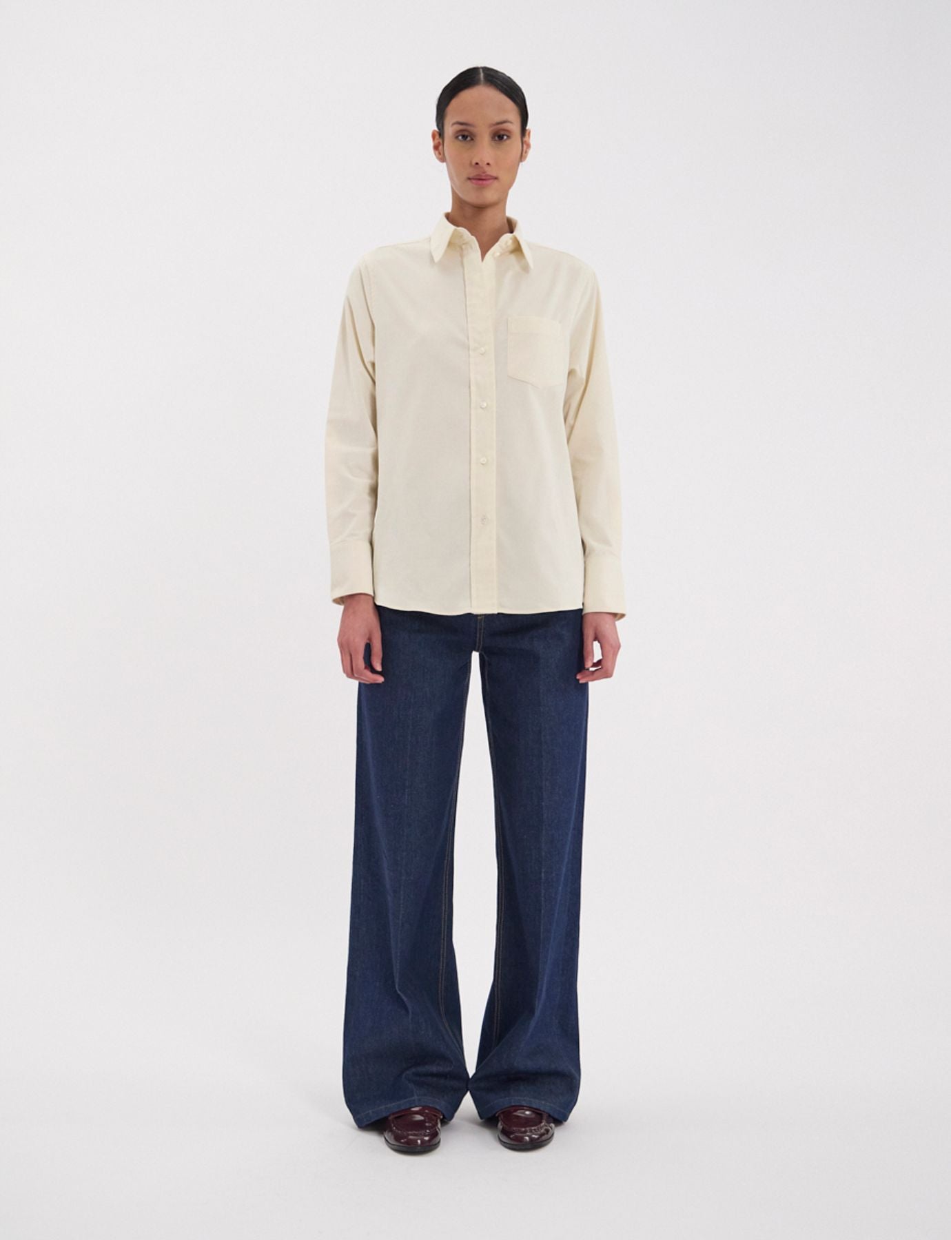 Camicia Maureen in velluto millerighe ecrù