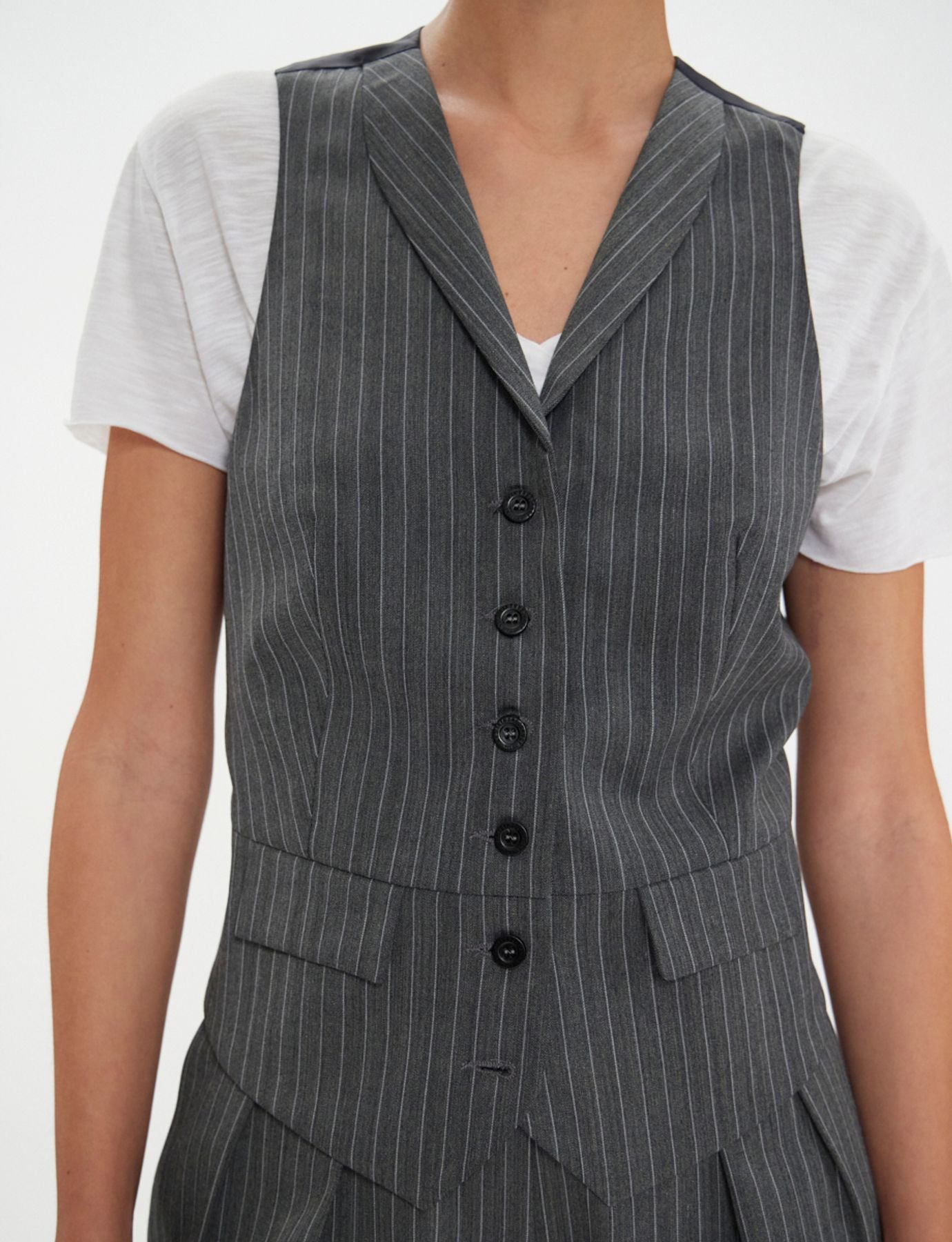 Gilet Robinson grigio con strisce bianche
