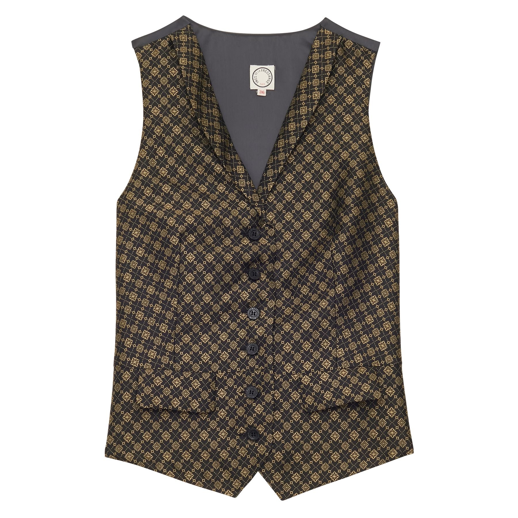 gilet-robinson-tissage-jacquard-noir-et-dore