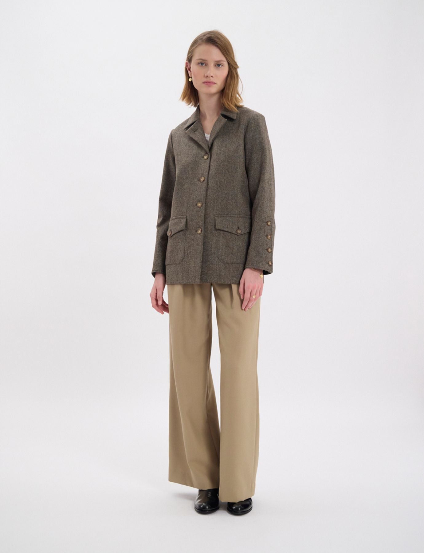 Giacca Jil in lana verde screziata