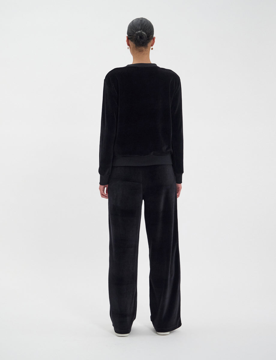 Felpa Mathilde in velluto nero liscio
