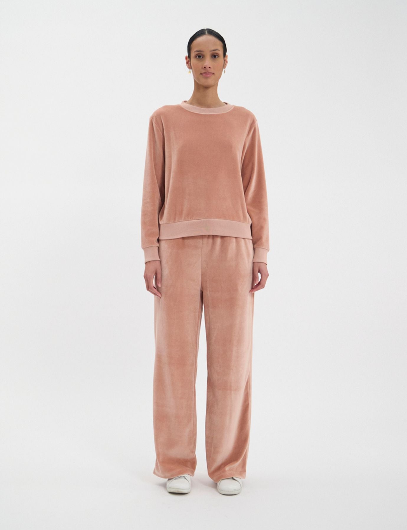 Maglione Mathilde in velluto liscio rosa cipria