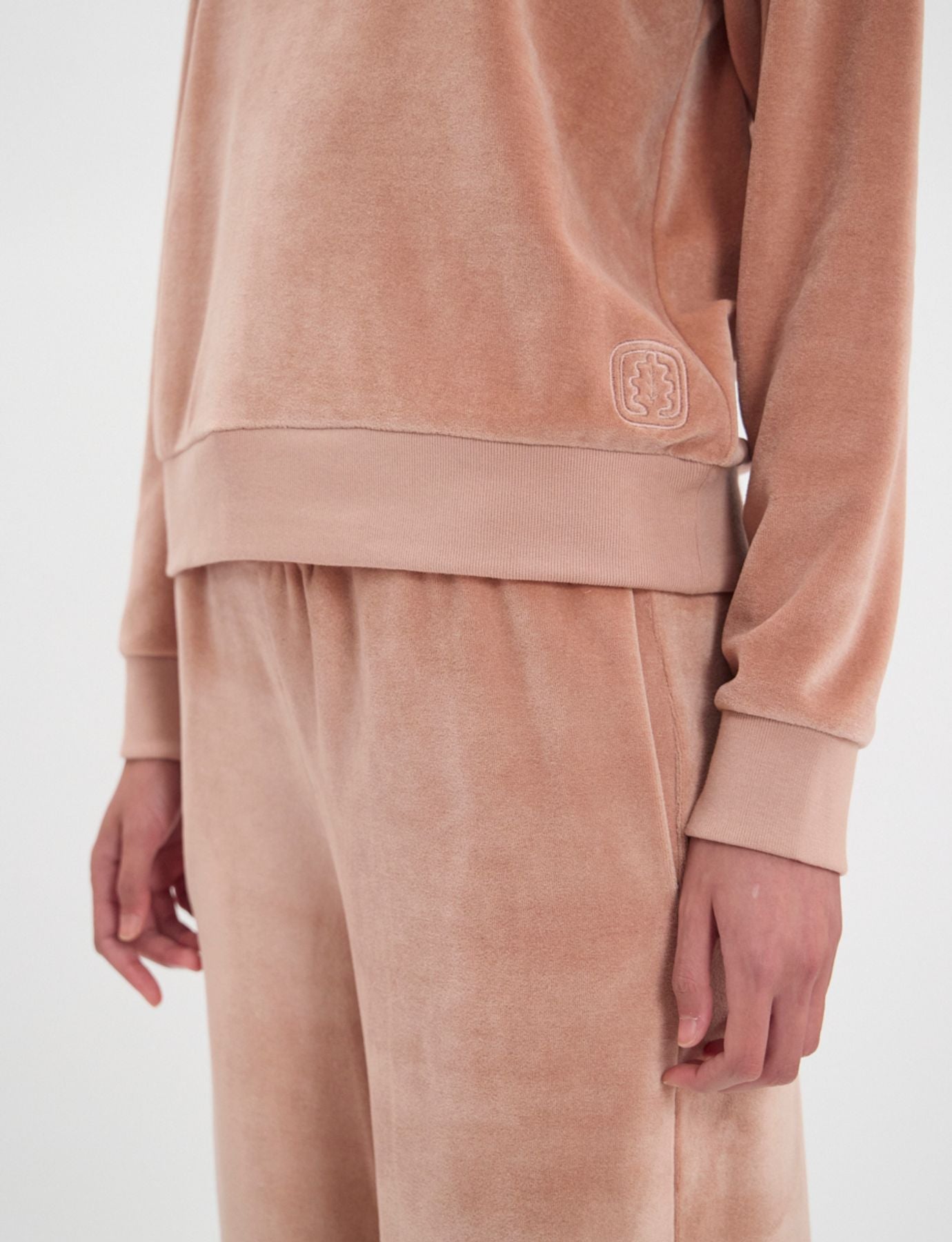 Maglione Mathilde in velluto liscio rosa cipria