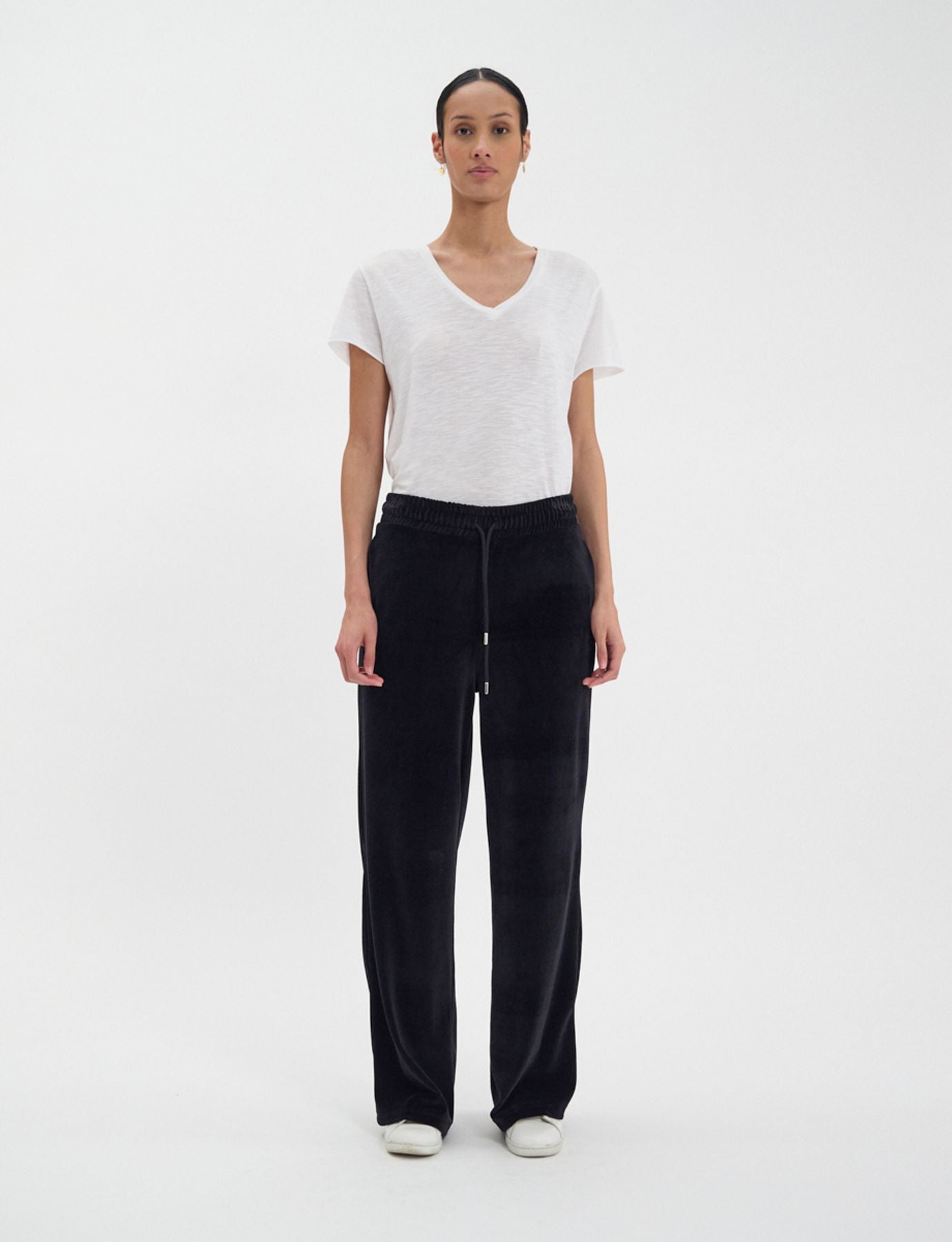Pantaloni da jogging Britney in velluto nero liscio