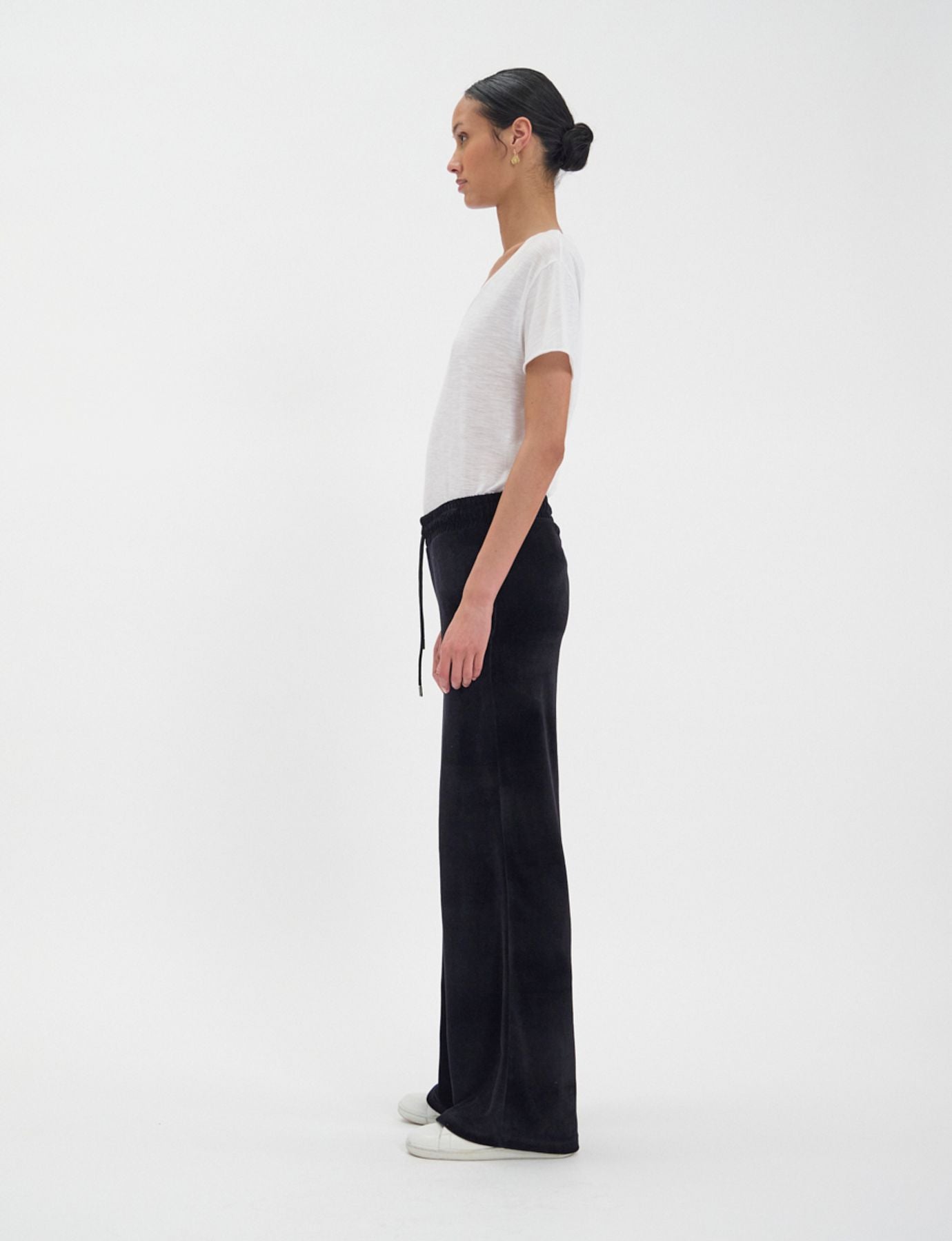 Pantaloni da jogging Britney in velluto nero liscio