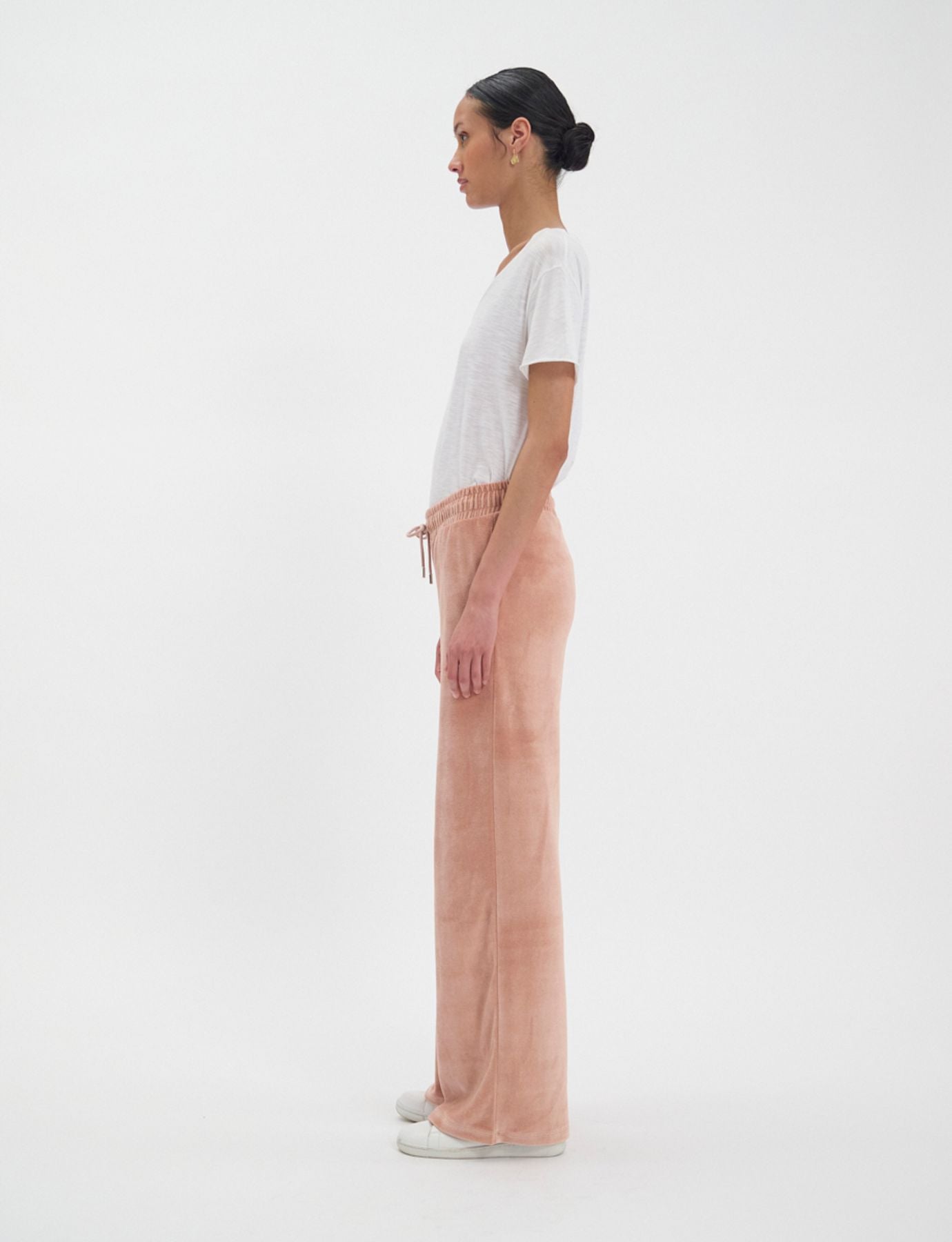 Pantaloni da jogging Britney in velluto rosa cipria
