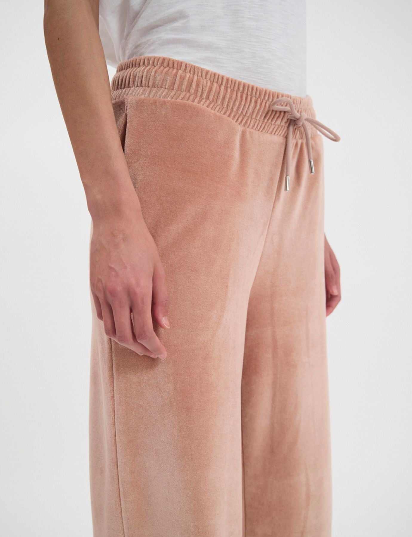 Pantaloni da jogging Britney in velluto rosa cipria