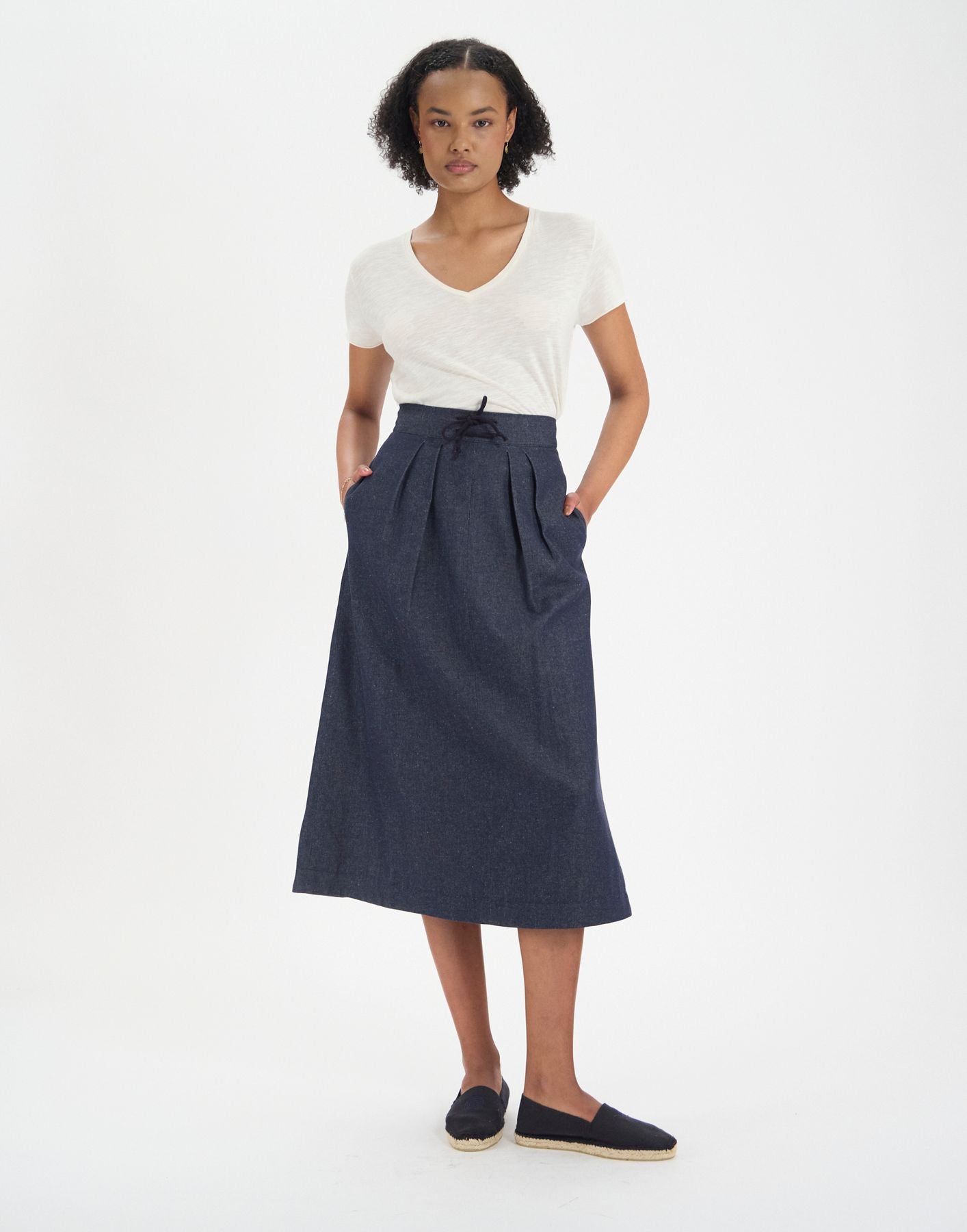 Gonna a pieghe Maud navy