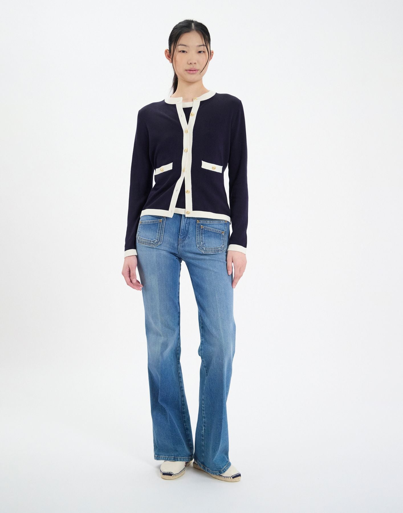 Corentin cardigan in navy silk and cotton
