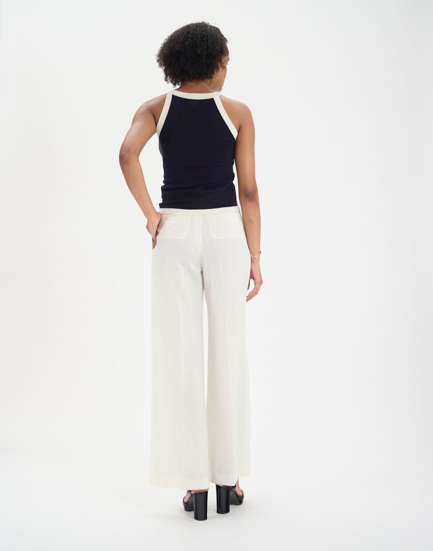 Alvaro top in navy silk and cotton