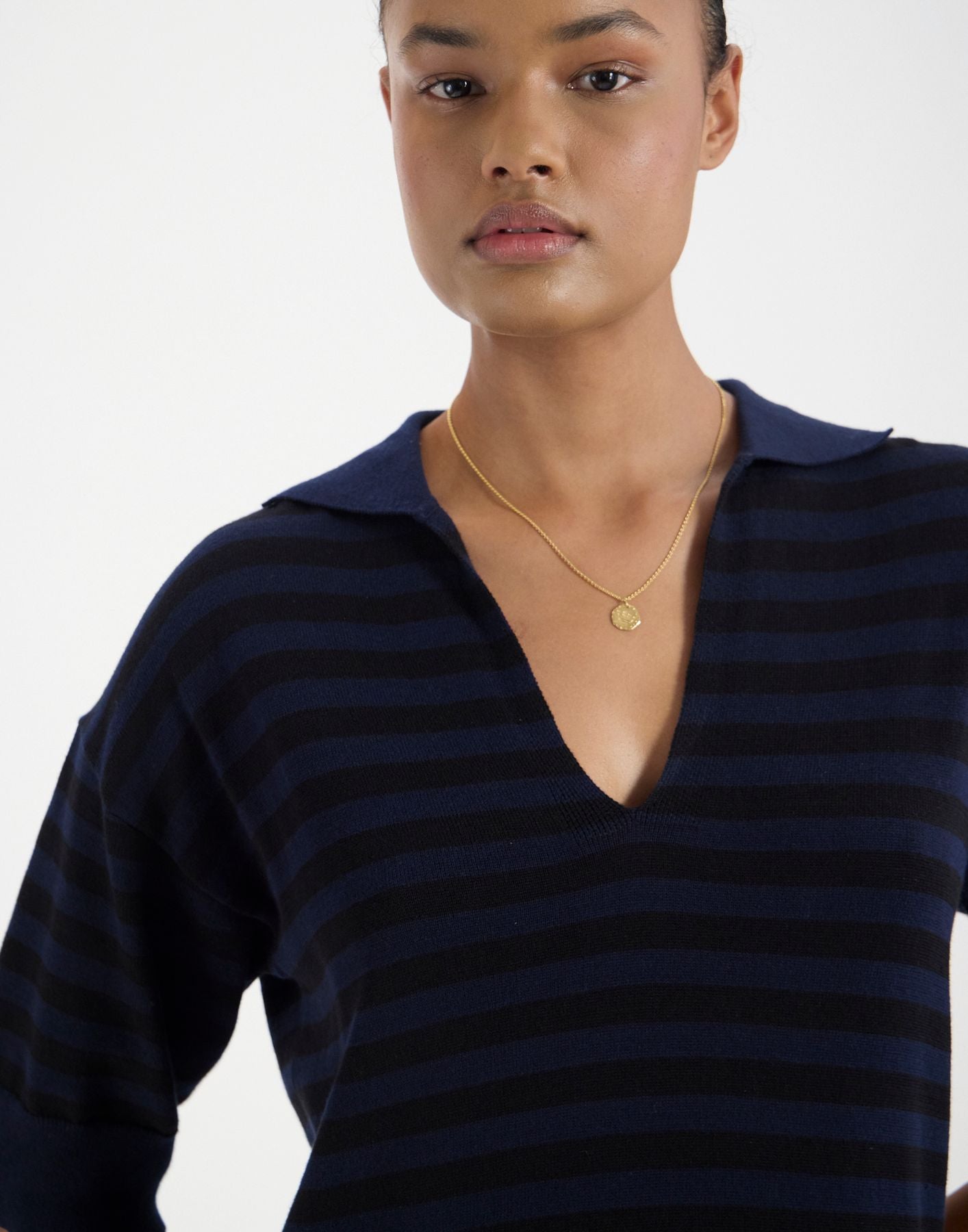 Océane navy cotton striped dress