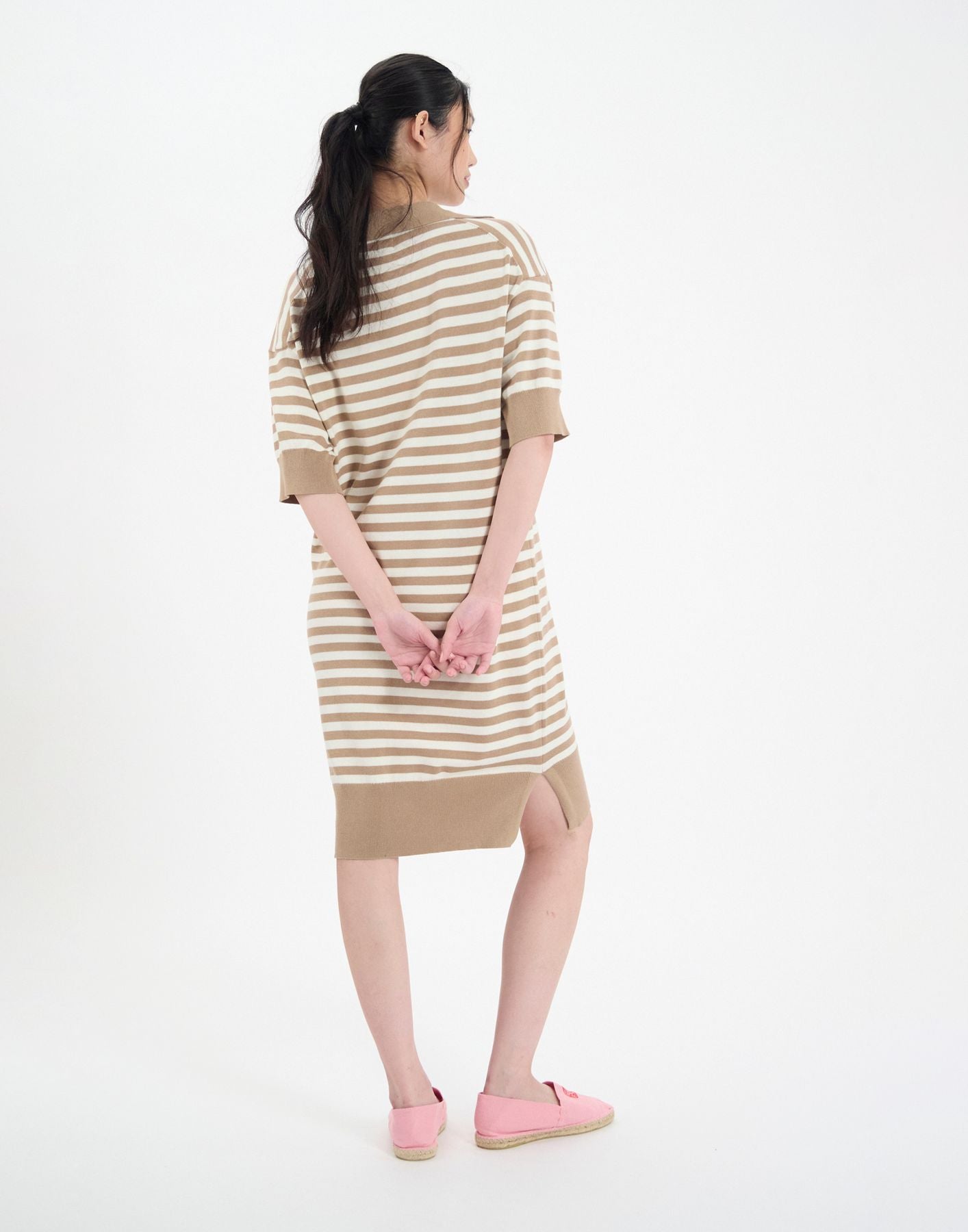 Abito a righe in cotone beige Océane