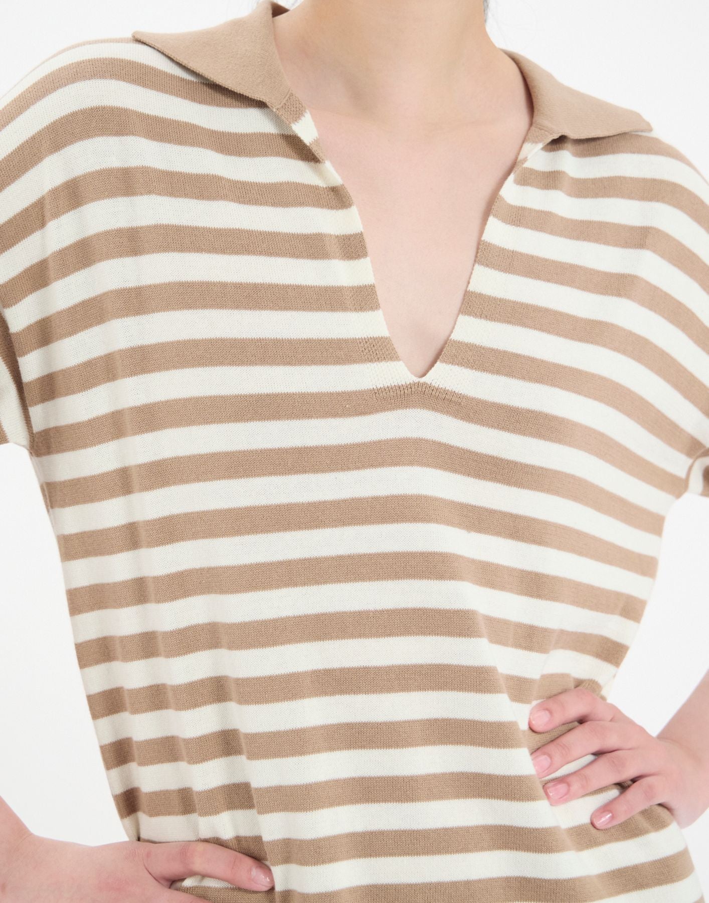 Abito a righe in cotone beige Océane