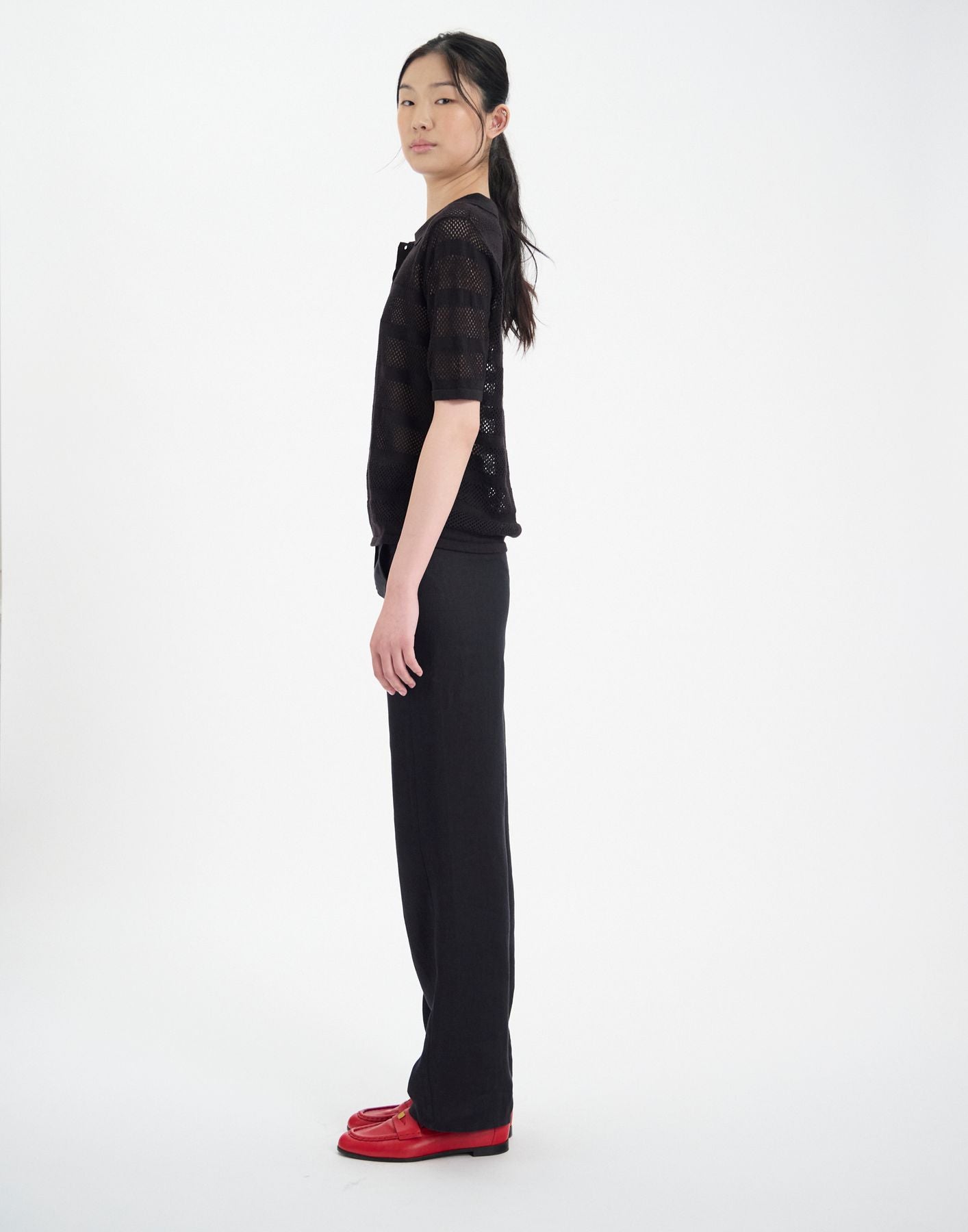 Simon top in black linen