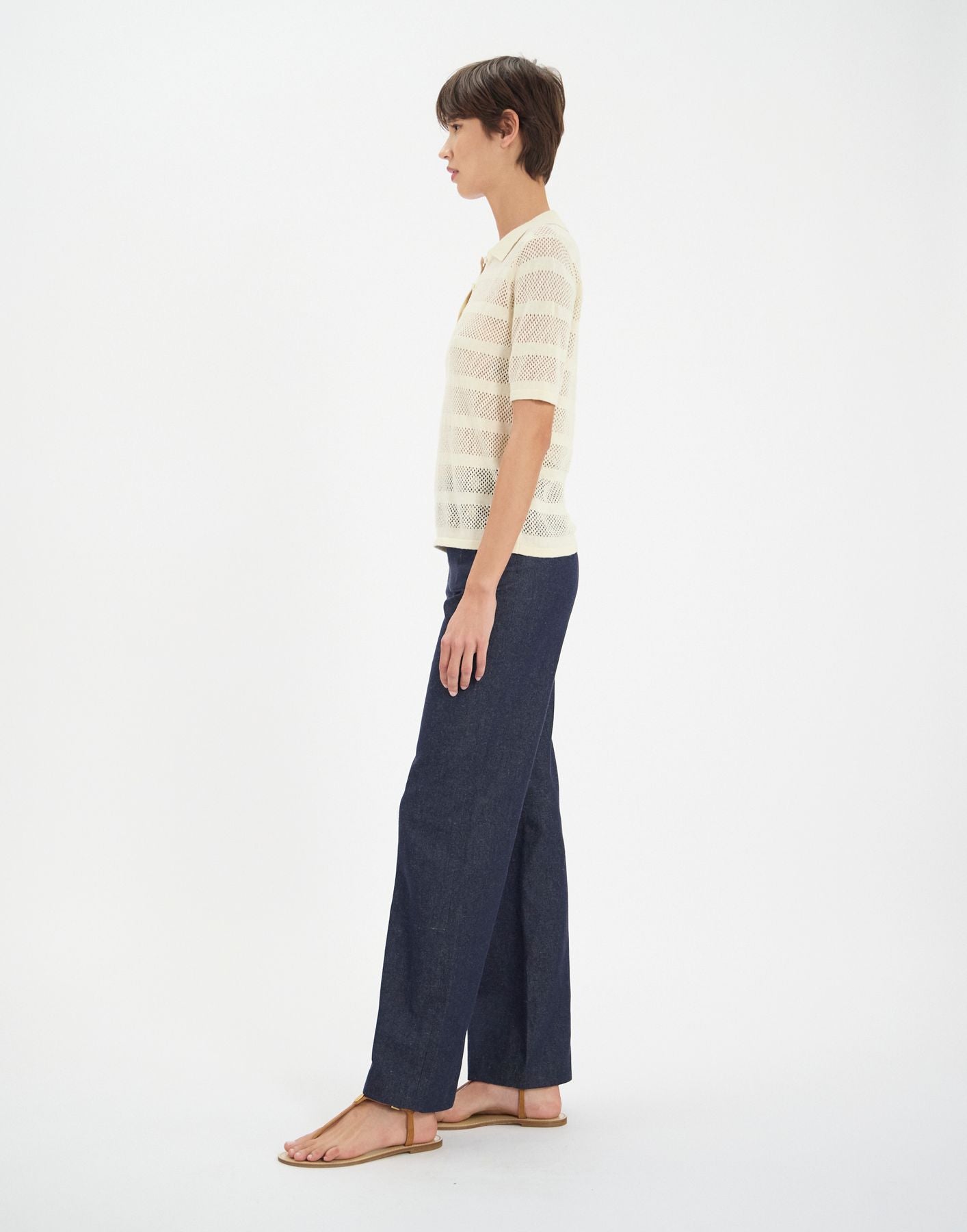 Simon top in ecru linen