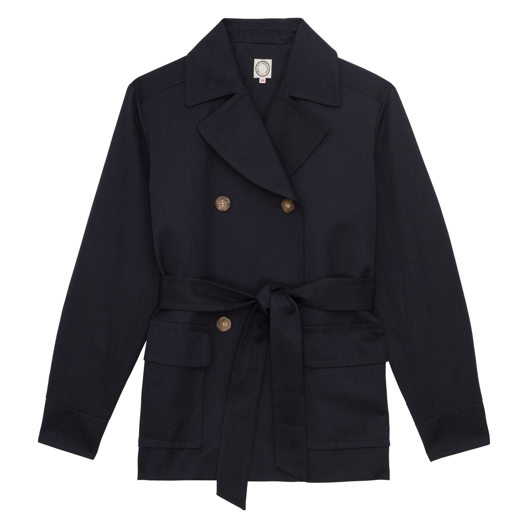 Romaric coat in navy linen and cotton