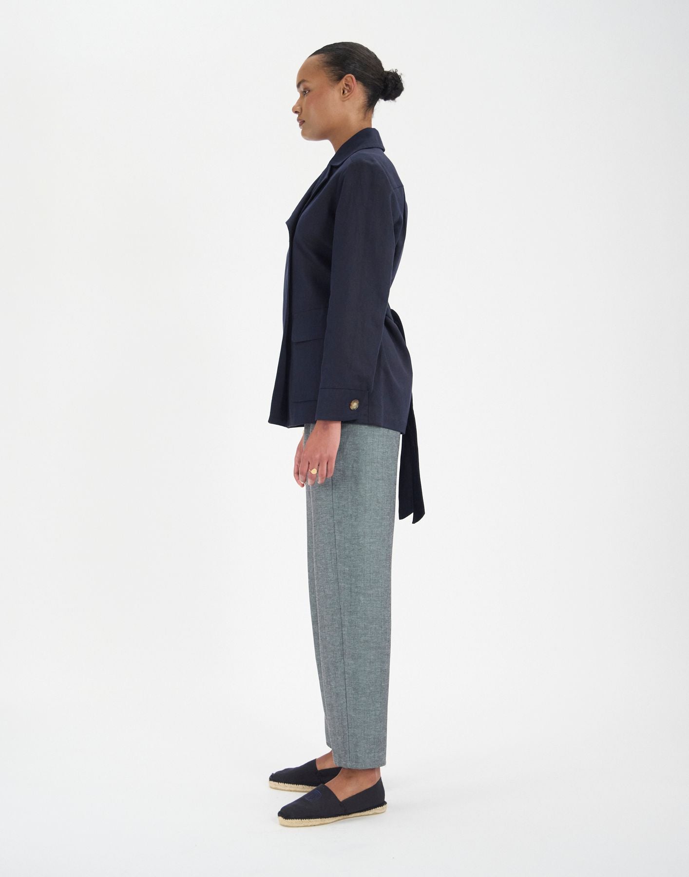 Romaric coat in navy linen and cotton