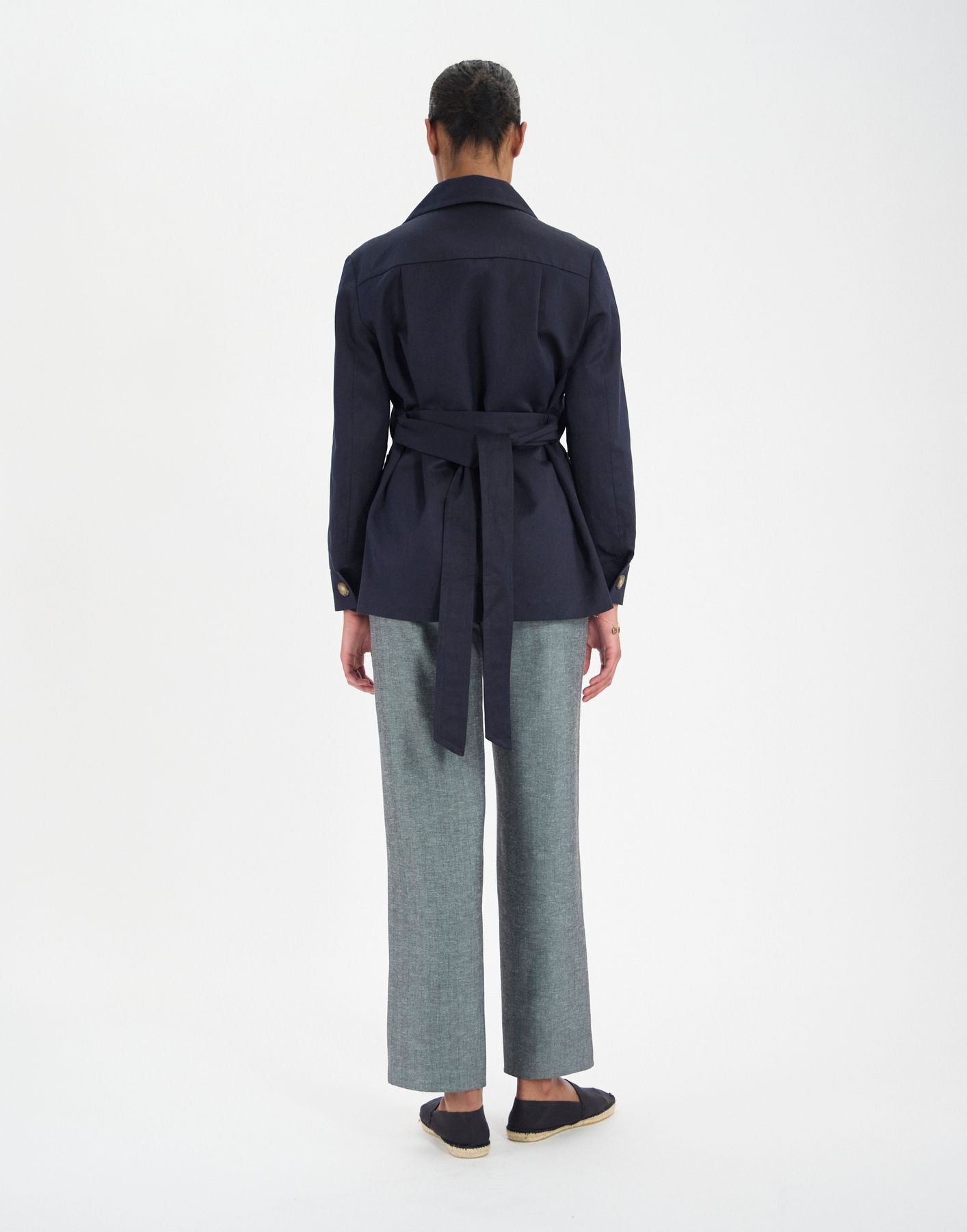 Romaric coat in navy linen and cotton