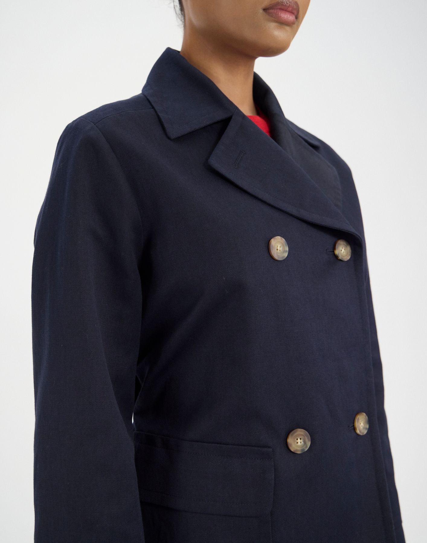 Romaric coat in navy linen and cotton
