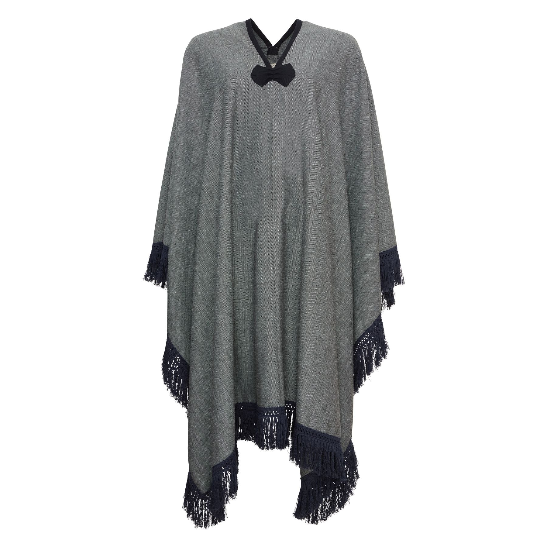 Poncho Gonzalo in misto lino grigio